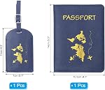 PATIKIL Passport Cover Holder and Luggage Tag Set, PU Leather Passport Case Holder Travel Tag Suitcase Identifier Travel Accessories for Men Women, Dark Blue