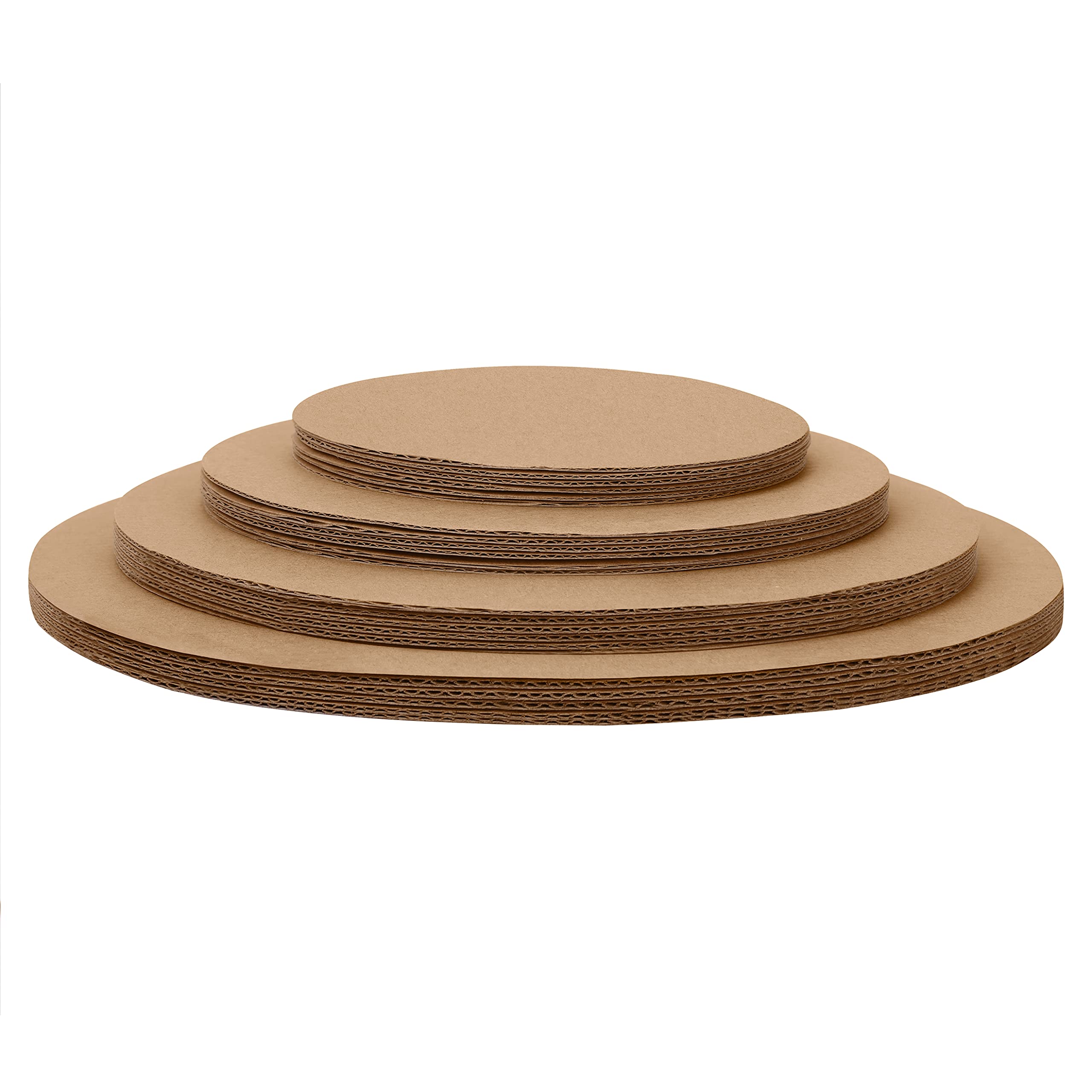 BELLE VOUS 24 Pack Cake Boards - 16, 20, 25 and 30cm / 6.3, 7.87, 9.84 and 11.81 inch (Each Size 6) - Round Disposable White Cardboard Circle Cake Base for Parties, Weddings and Birthday Cakes