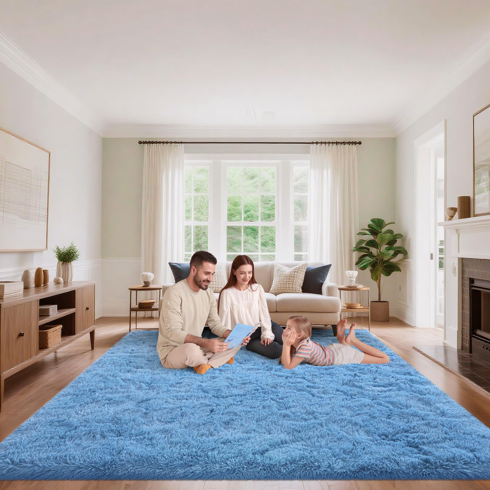 Mhyup 9x12 Blue Area Rug