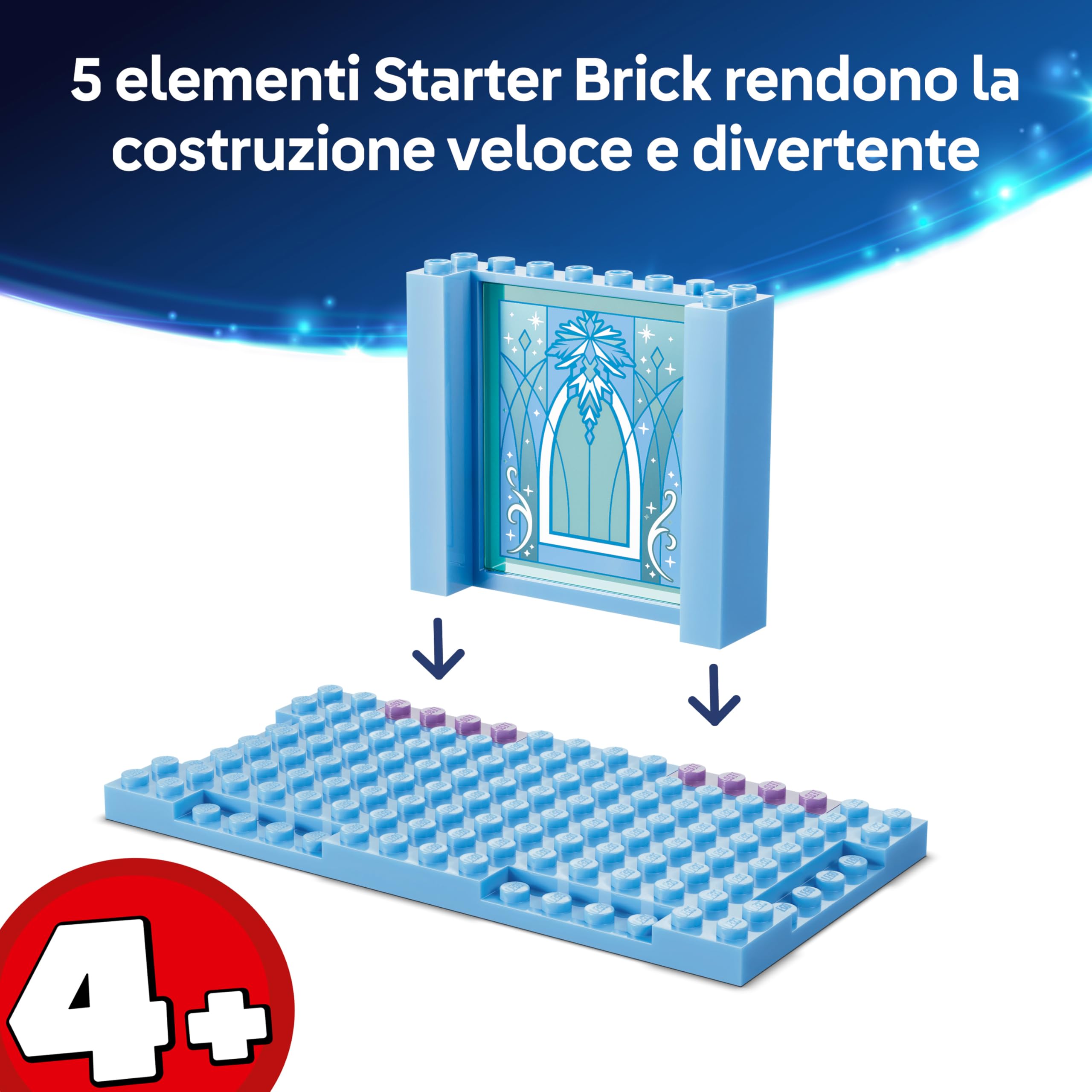 LEGO | Disney Frozen Castello di Ghiaccio di Elsa e Avventura sulla Neve - Giocattolo con Mini Bamboline di Anna ed Elsa, Olaf, Binari del Treno e Carrelli da Neve - Regalo per Bambine 4+ Anni - 43281