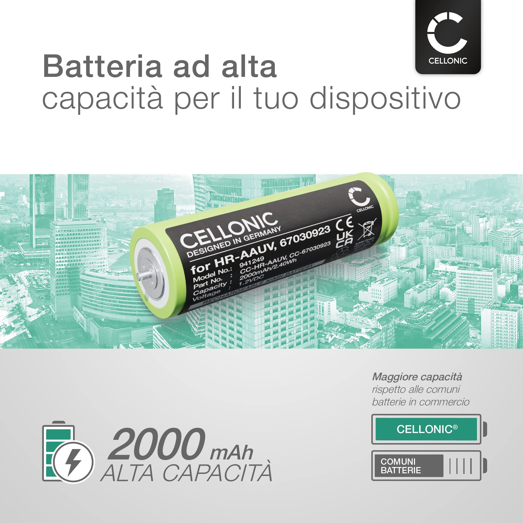 CELLONIC 2x Batteria per Rasoi & Tagliacapelli Compatibile con Braun Series 3 300s, Series 3 300BT, Series 3 5408, Compatibile con Panasonic WER160L2506 – (2000mAh, 1.2V)