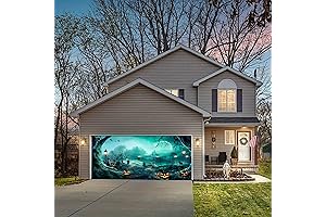 Massive 7x16ft Halloween Garage Door Mural: Spooktacular Pumpkin Surprise!