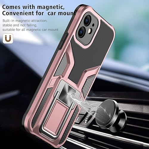 Miniatura 5 de LMDAMZ Funda compatible con iPhone 12 resistente de grado militar a prueba de golpes, doble protección (TPU+PC), funda magnética sólida y duradera