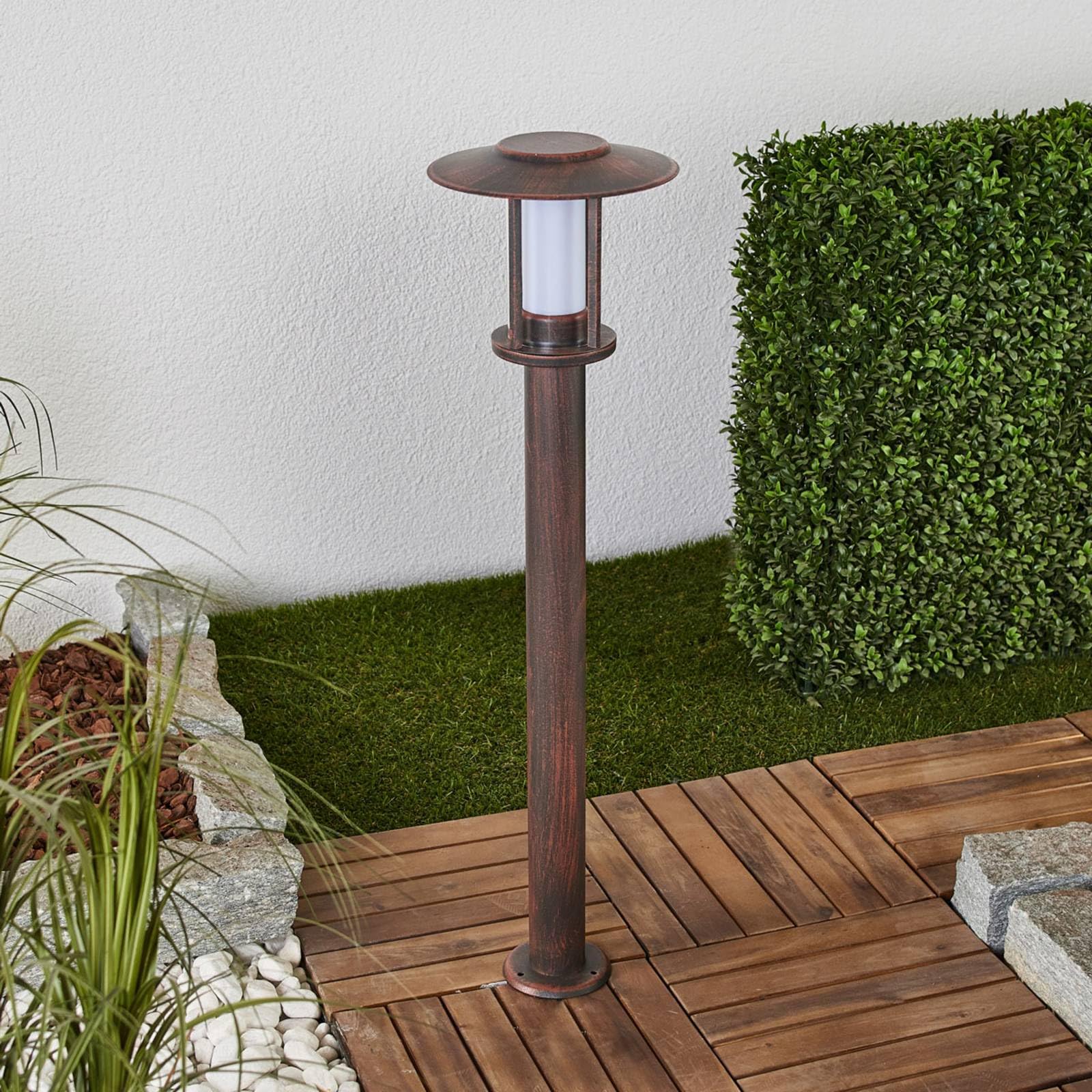 Lindby Bombillas LED baliza de jardín en óxido, transparente, lámpara
