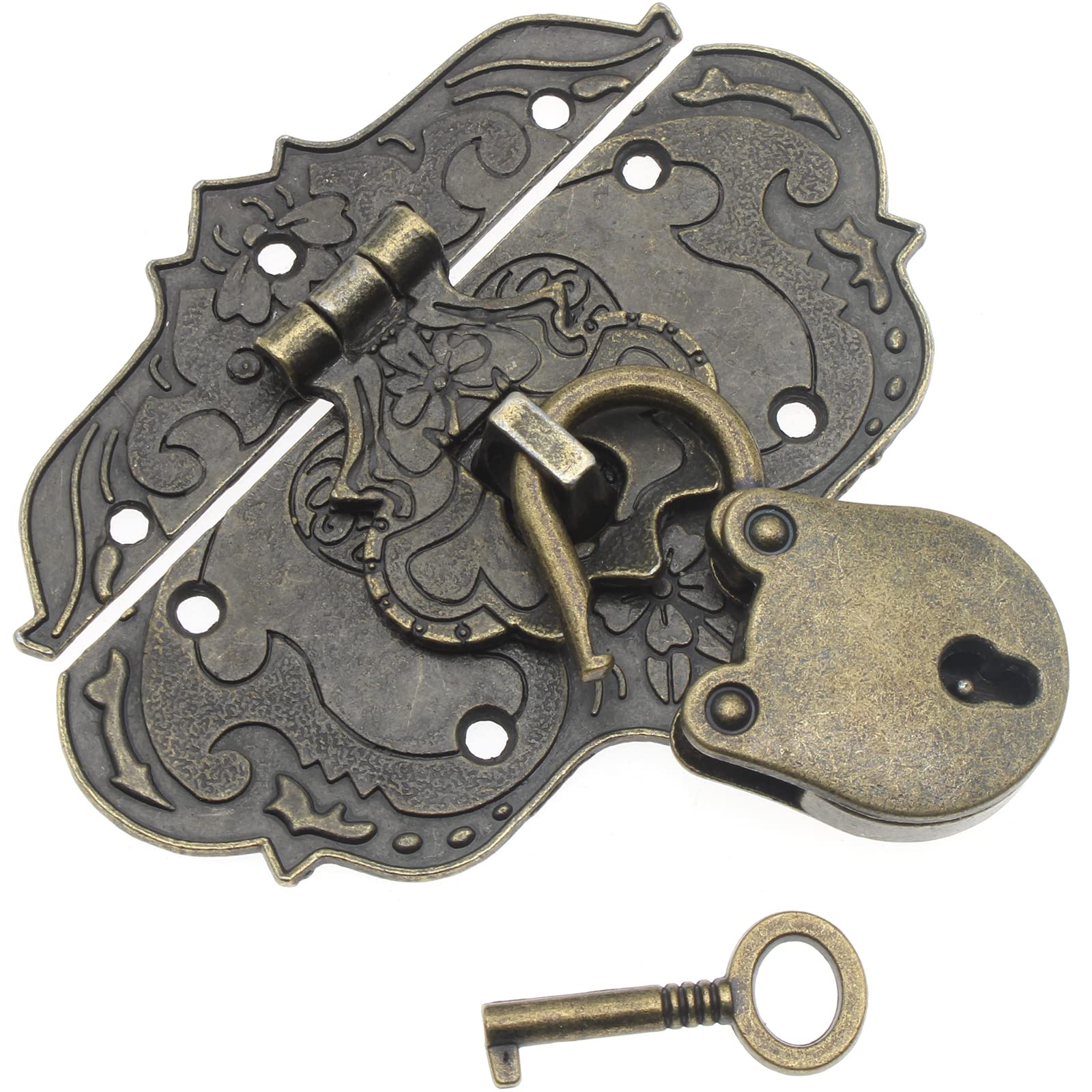 OZXNO 2-Pack Antique Butterfly Latch Hasp - Bronze Zinc Alloy, With Padlock Hole & Screws