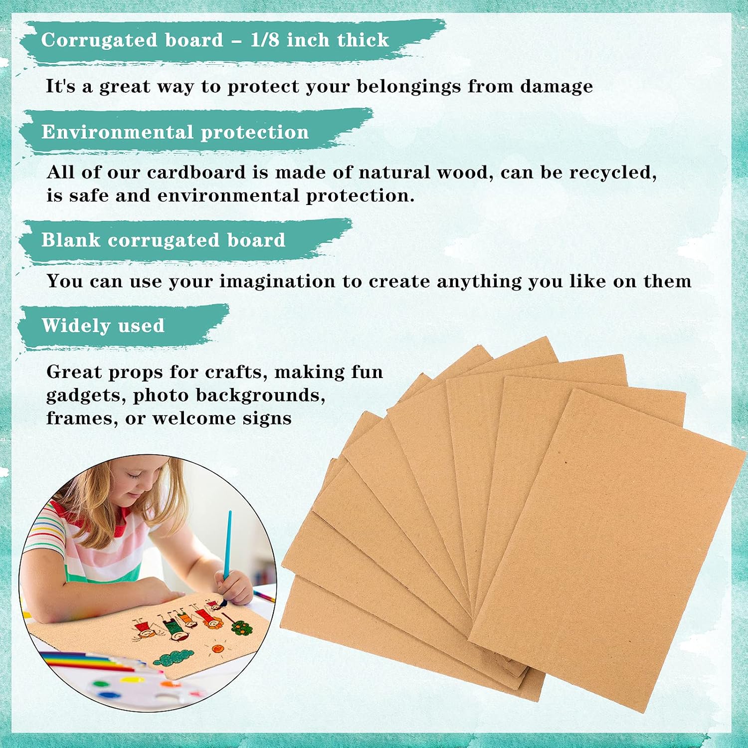50 Pack Brown Corrugated Cardboard Sheets Flat Cardboard Sheets Cardboard Inserts Flat Cardboard Squares Separators for Art Projects DIY Crafts Supplies (5 x 7 Inch)