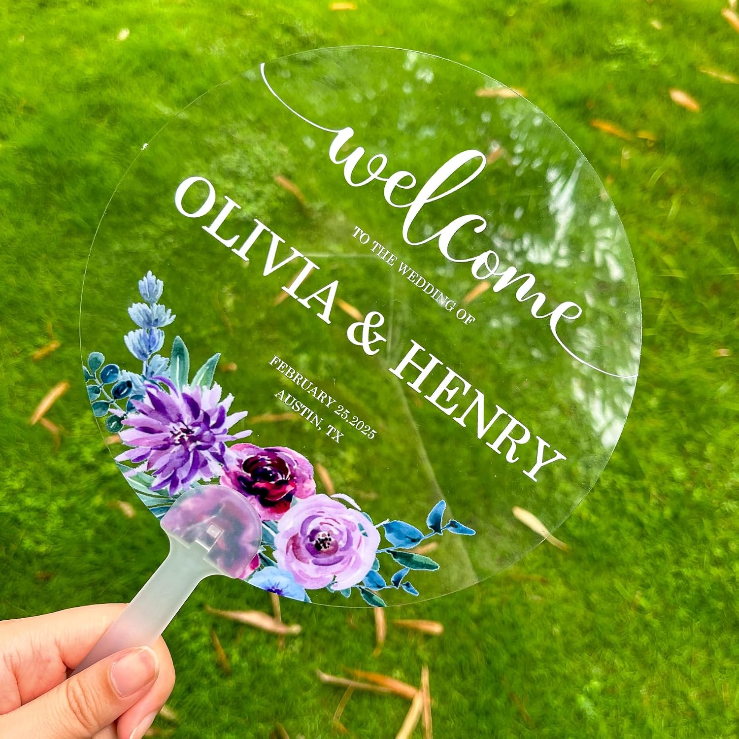 Personalized Transparent Handheld Wedding Fans, Wedding Favor Fans for Hot Outdoor Wedding, Summer Wedding Gifts for Guests, Custom Bulk Bridesmaid Gift (1) image 2