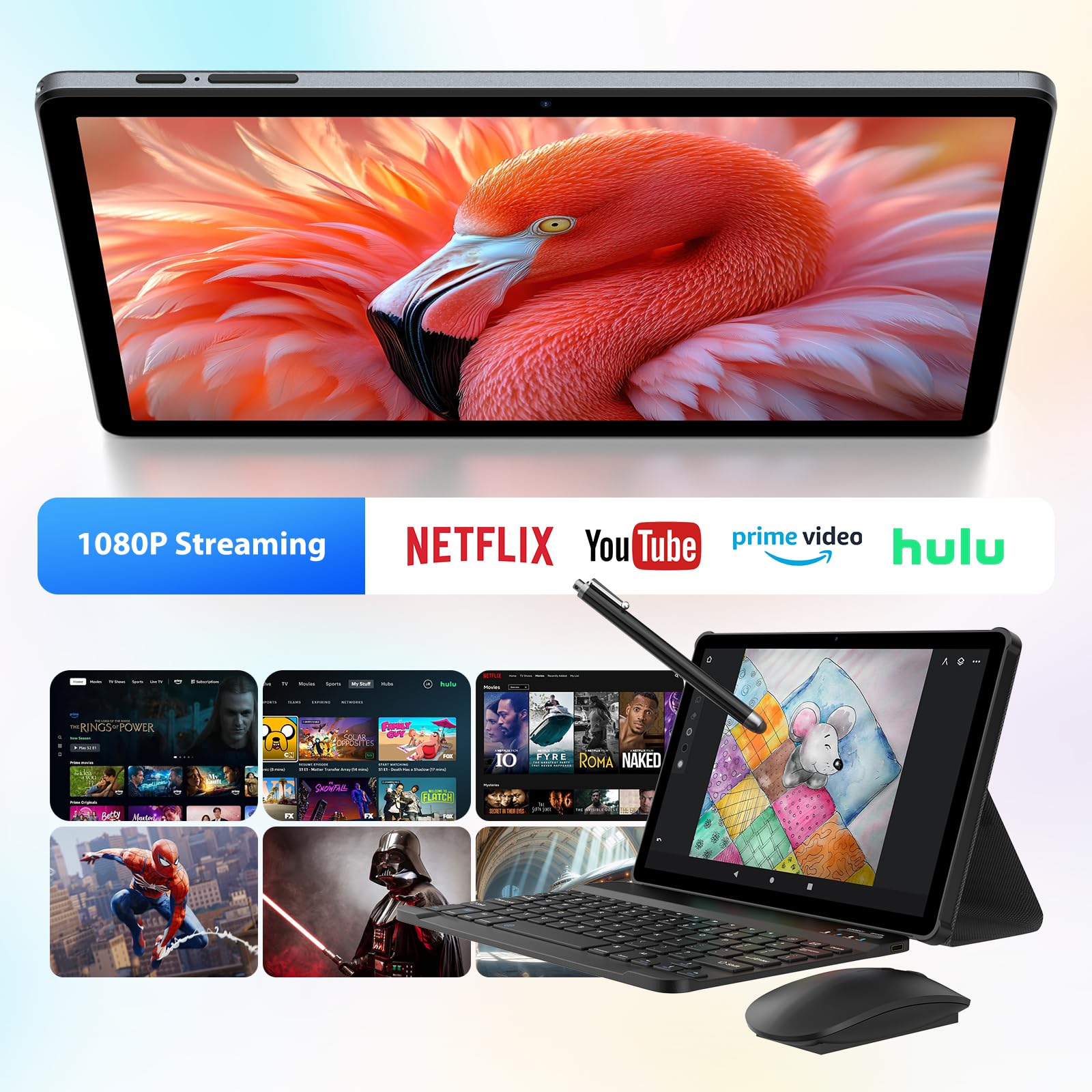 2025 2K Tablet 11 Pollici con Android 15, 36GB RAM+512GB ROM, 4G SIM LTE+5G WiFi, 2000 * 1200, Octa Core, 13MP+8MP, WidevineL1/9580mAh/BT5.0/OTG/GPS-Tablet in offerta con tastiera(Grigio)