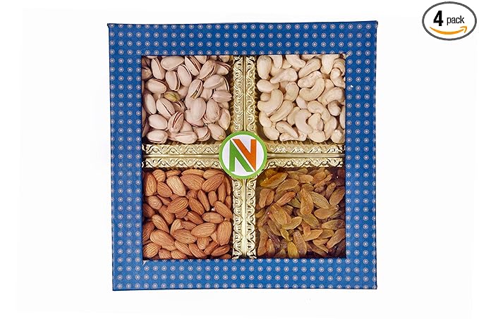 NatureVit Dry Fruits Combo Gift Pack, 400g (Cashew, Almond, Pistachios and Raisins) - Healthy Gift Hamper for Every Occasion | Gift Pack for Family, Friends, Corporate Office Gifts Combo
