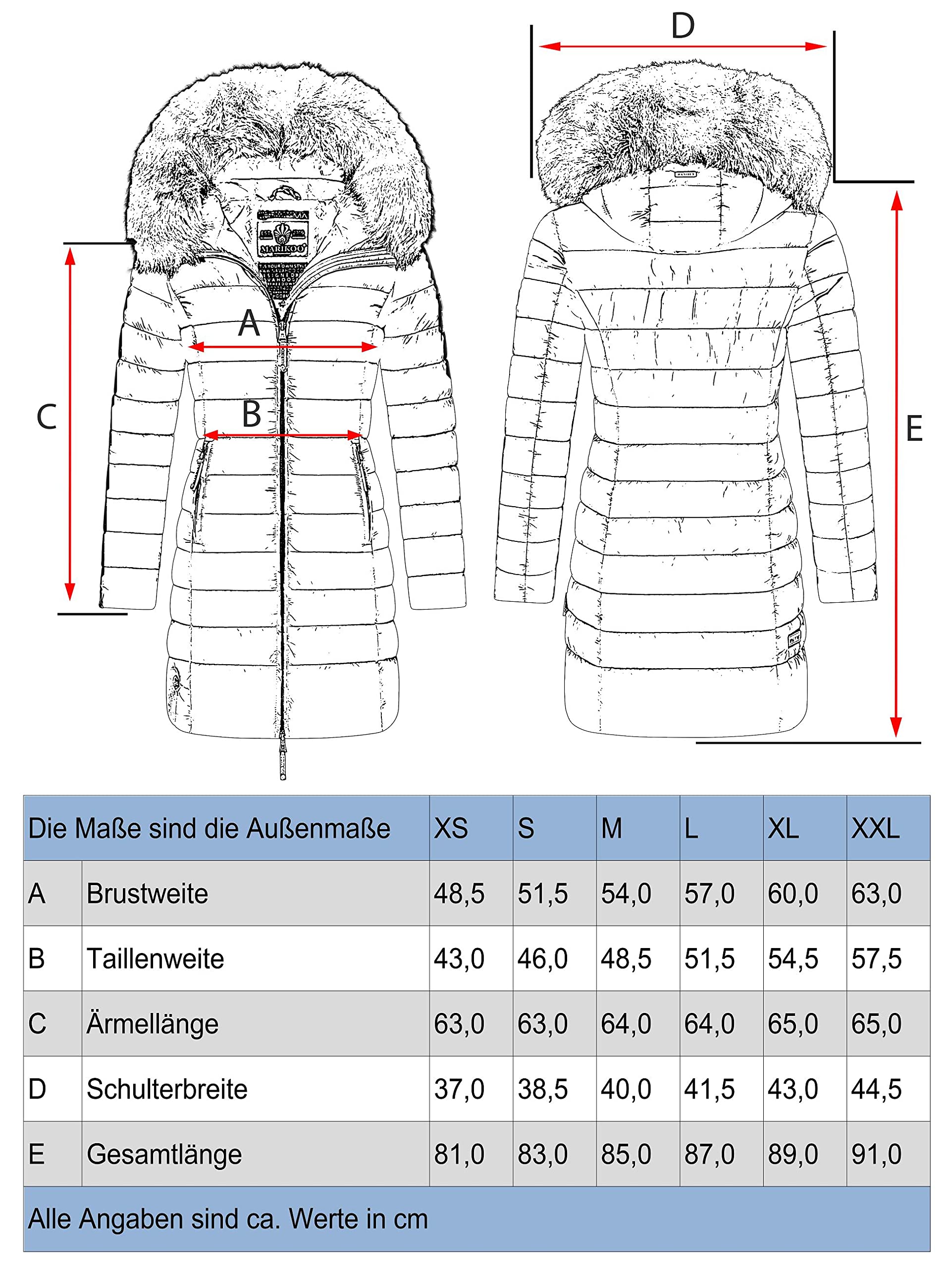 MARIKOO Damski płaszcz zimowy, ciepły płaszcz pikowany, długi z kapturem, różowy, XS-XXL