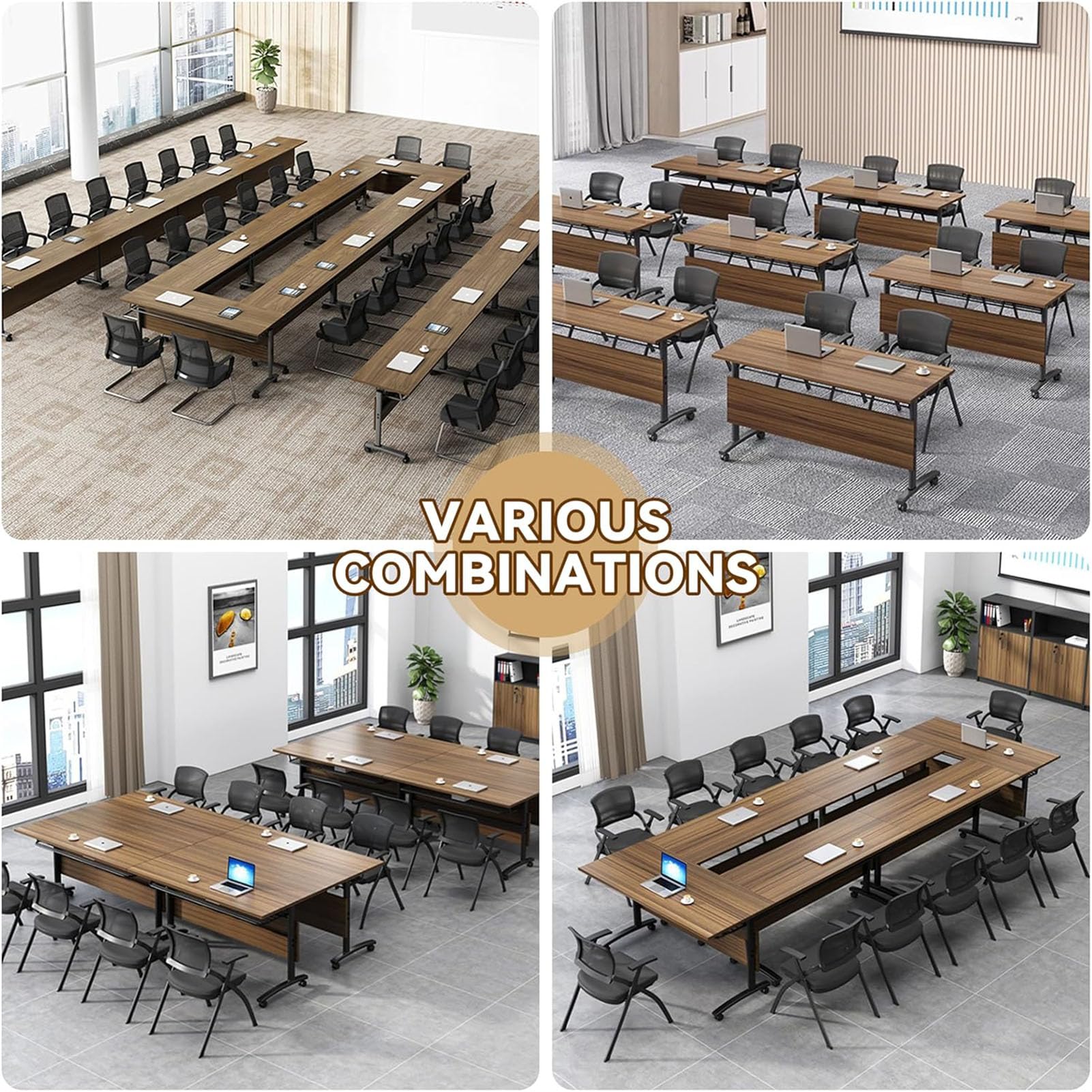 Tavolo da conferenza pieghevole con ruote silenziose bloccabili, tavolo mobile ribaltabile per seminari e riunioni, ideale per sale conferenze, 120 x 60 x 75 cm
