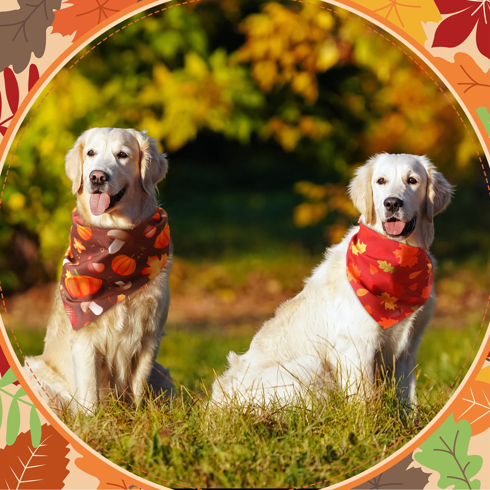 Chunful Lot de 100 bandanas d'automne pour chien en vrac avec motifs citrouille, écharpe triangulaire, bavette, foulard, pour petit et grand chien, accessoires de costume de Thanksgiving (80 x 55 x 55