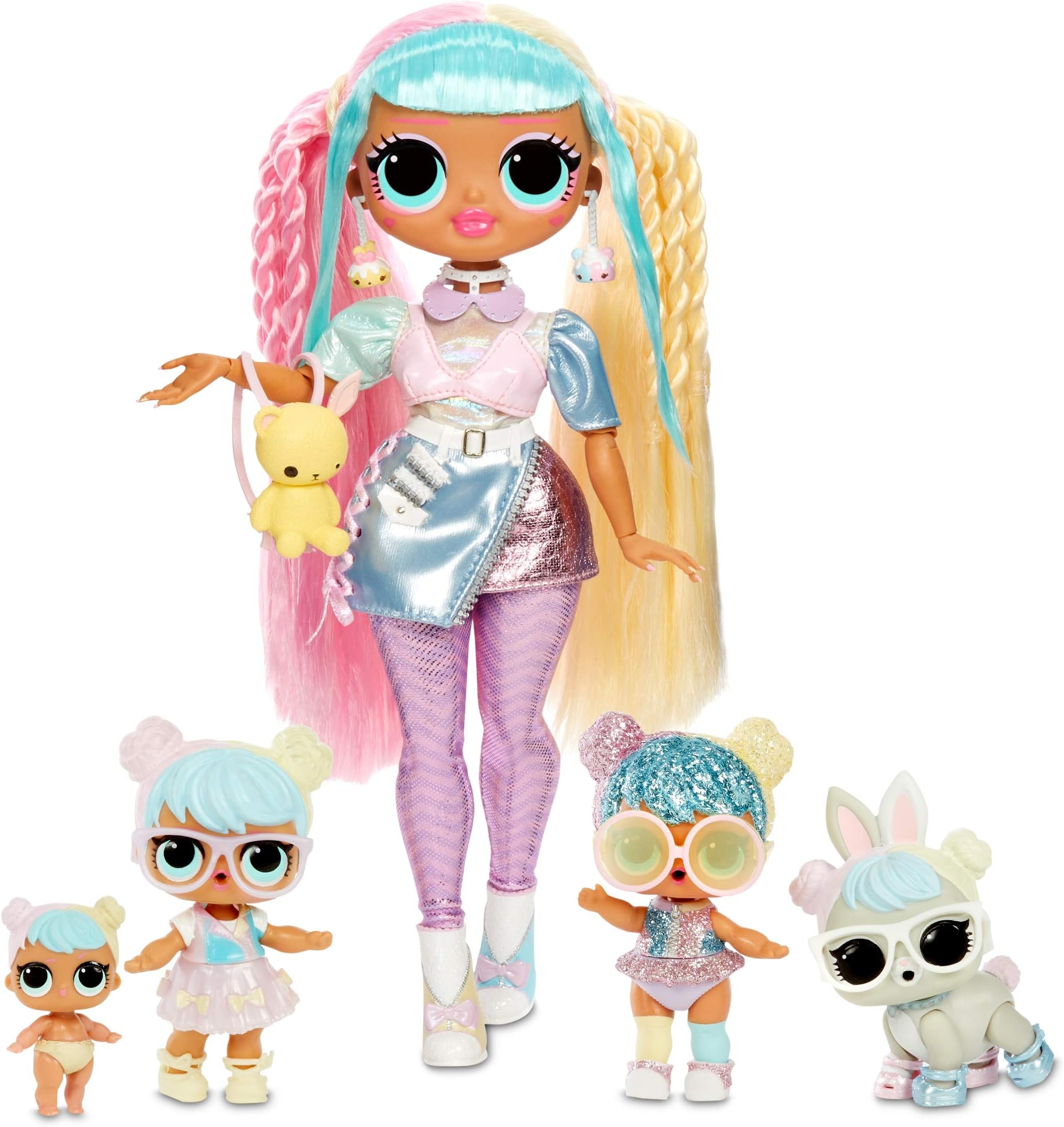 LOL Surprise OMG Bon Bon Family with 45+ Surprises Including Candylicious OMG Doll, Bon Bon, Bling Bon Bon, Lil Bon Bon, Hop Hop, Accessories, and Foldable Playset | Kids 36 Months - 10 Years Old - Amazon Exclusive