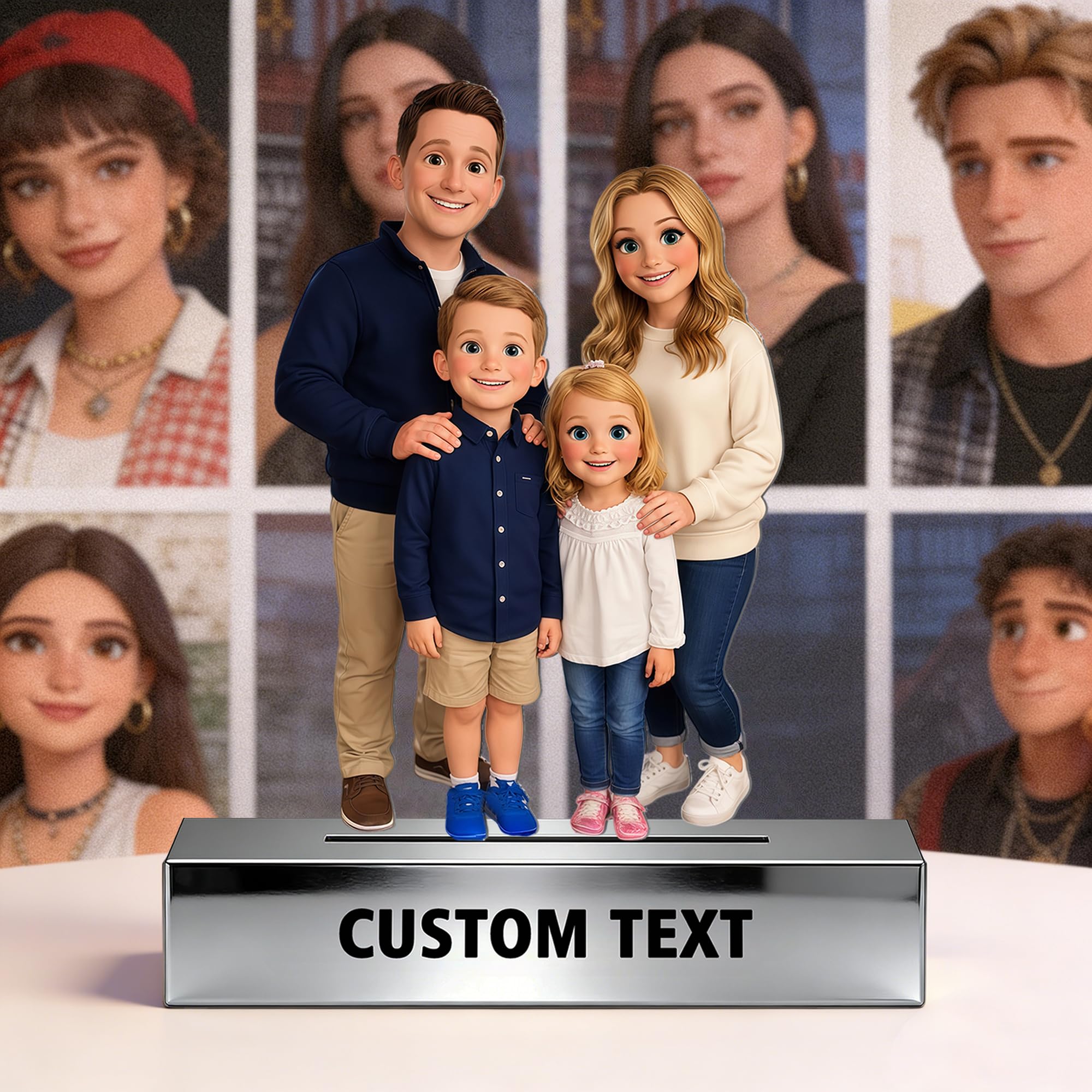 Figura Personalizada con Foto, Marcos de Cartoon, Decoracion Hogar Oficina, Regalo Personalizado para Parejas Familia Aniversario