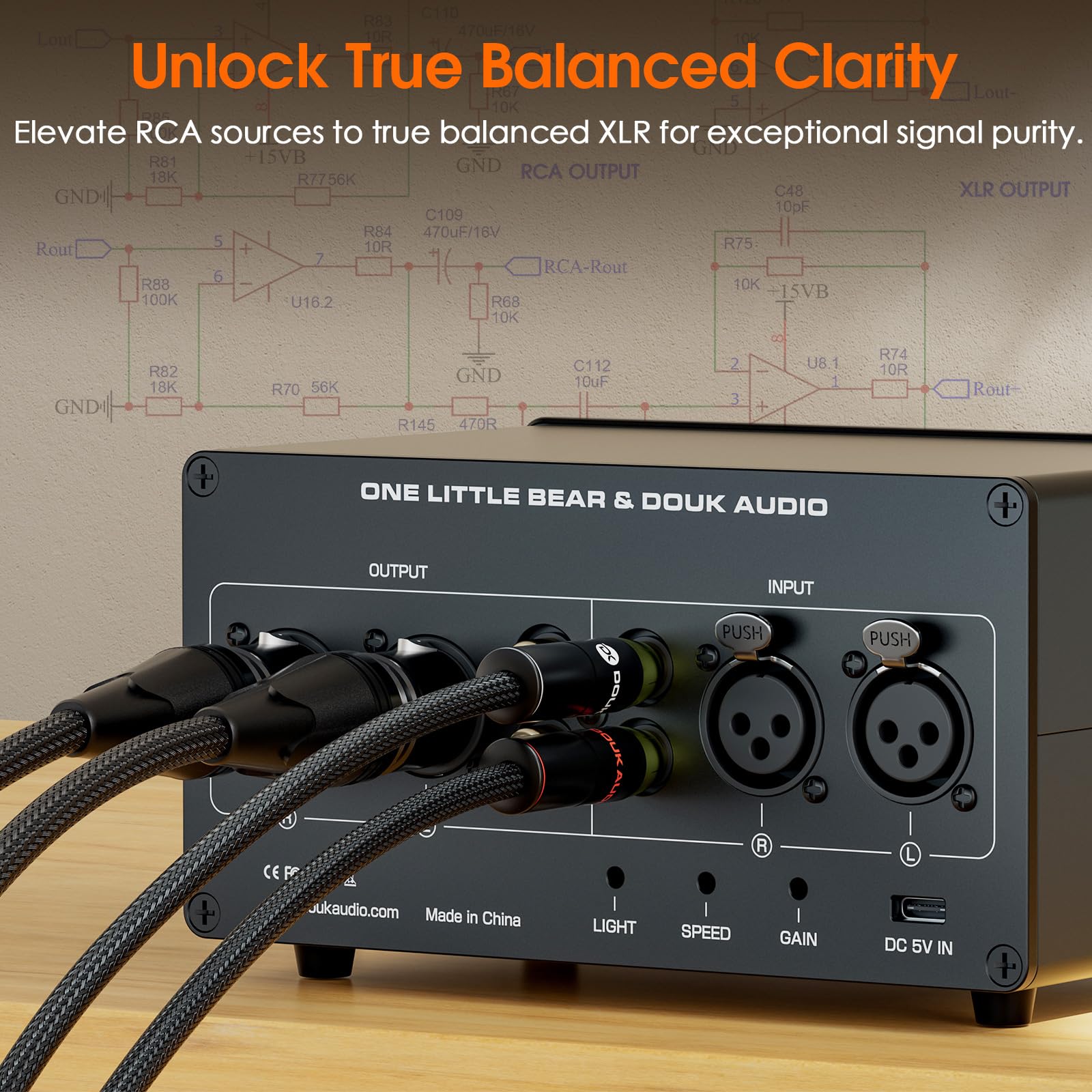 Douk Audio EQ7 7-pasmowy korektor z konwersją RCA na XLR