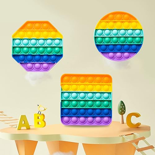 Miniatura 3 de RETRO PUG Paquete de 3 juguetes sensoriales de burbujas de arcoíris para presionar y reventar, juguete para ansiedad con autismo, necesidades