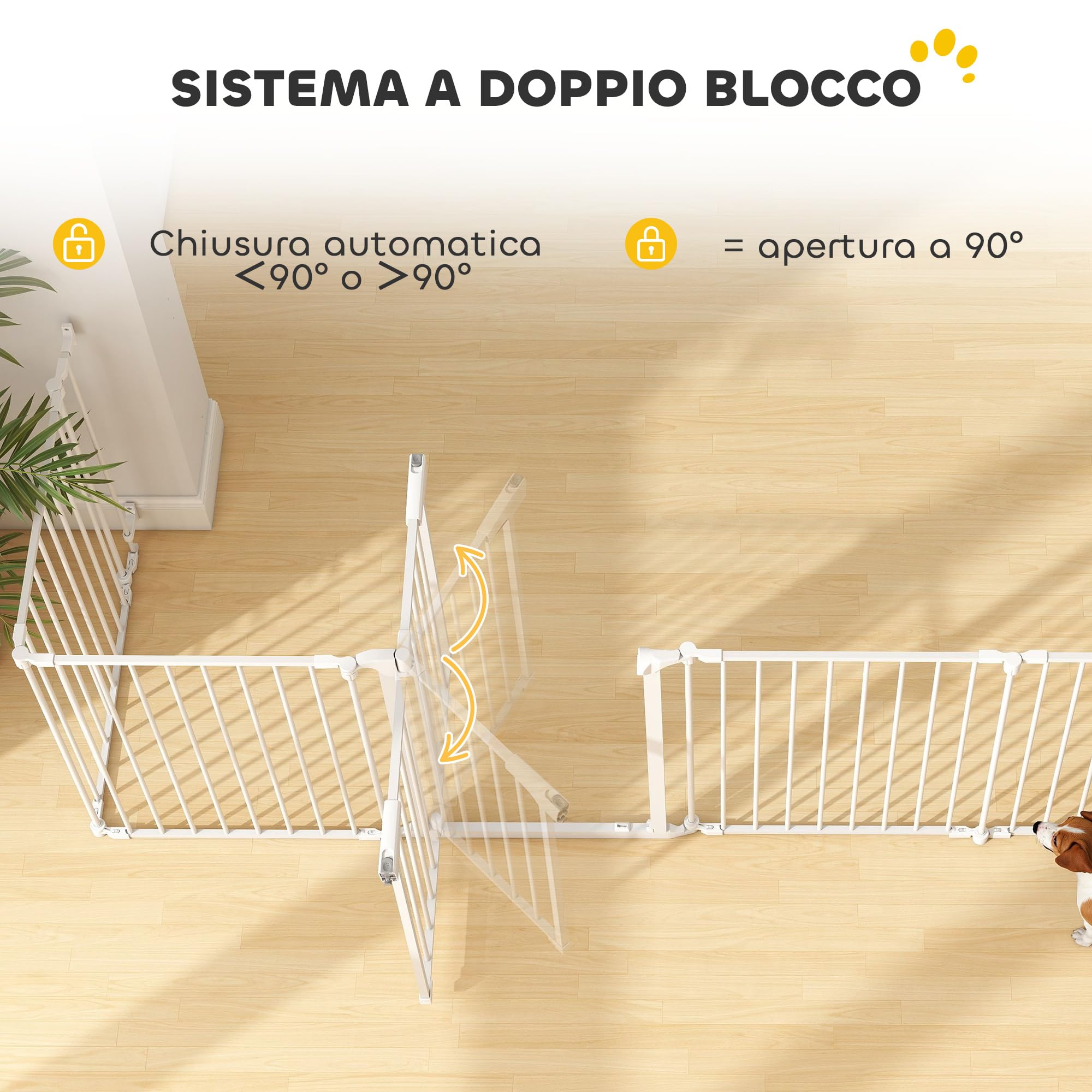 PawHut Recinto per Cani, Cancelletto Sicurezza per Bambini 488cm, Bianco