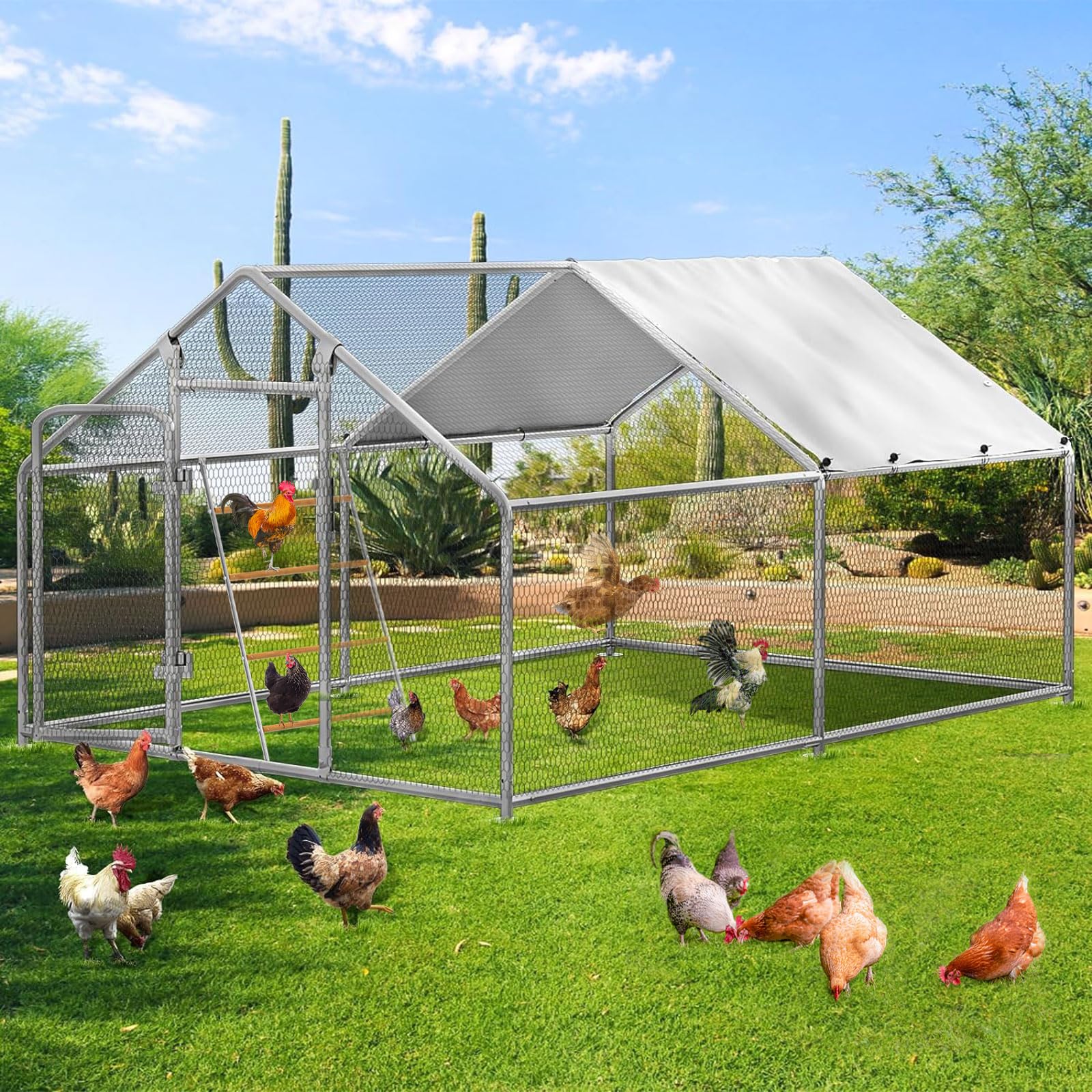Ensemble De Jeu Pour Poules En Bois Avec Balançoire, Perchoirs Et Échelle - Accessoire De Poulailler Pour Le Bien-être Des Volailles