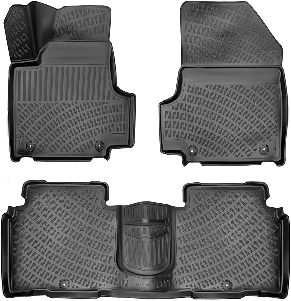 RizLiner Hyundai Ioniq 5 Unmovable Console 2022-2026 (No Movable Console) Floor Mats 3D Custom Fit Rubber Car Mats All Weather Laser Measured Floor Liners Heavy Duty Waterproof (Front & Rear) - 1