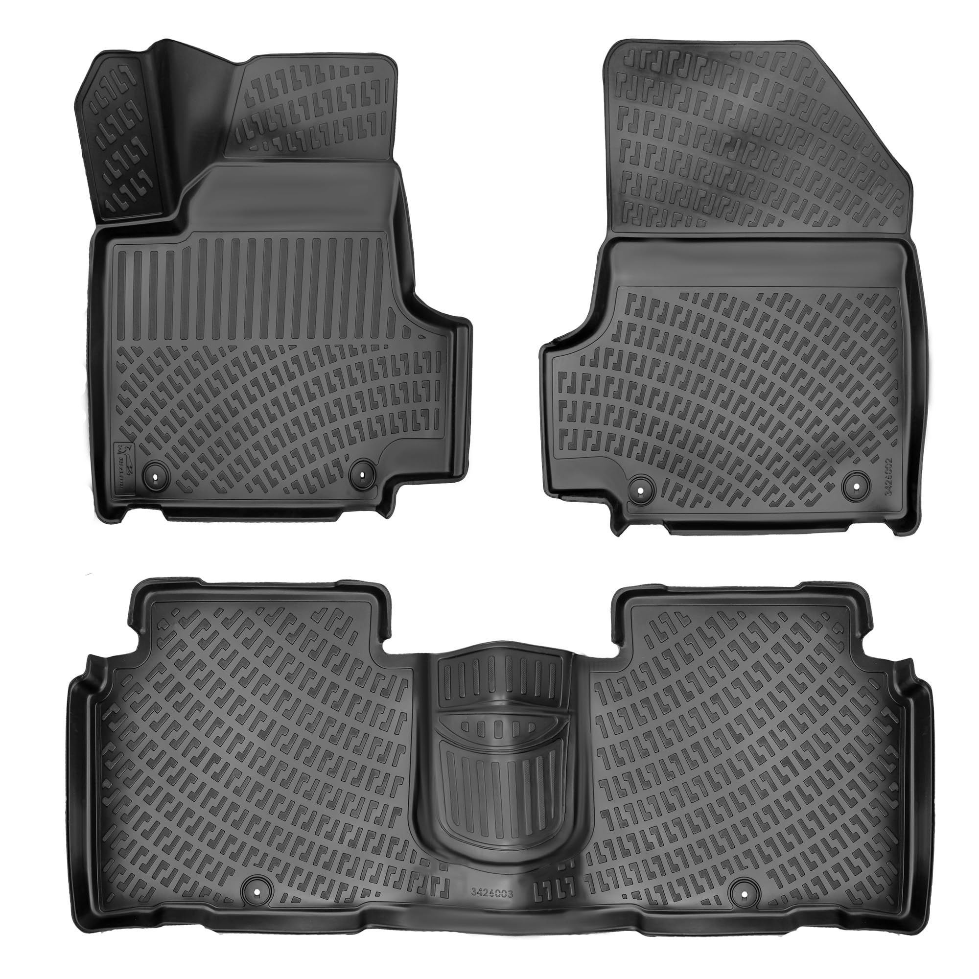 RizLiner Hyundai Ioniq 5 Unmovable Console 2022-2026 (No Movable Console) Floor Mats 3D Custom Fit Rubber Car Mats All Weather Laser Measured Floor Liners Heavy Duty Waterproof (Front & Rear)