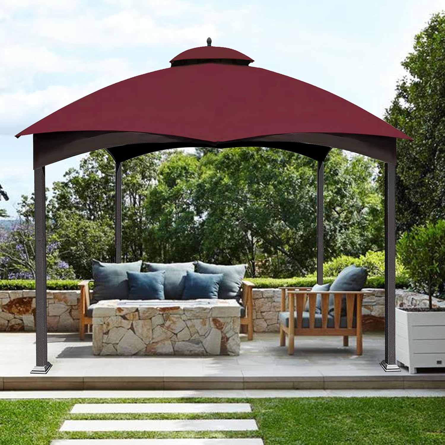 10X12 Replacement Gazebo Cover for Lowe's Gazebo Model #TPGAZ17-002C,TPGAZ17-002 (Burgundy)