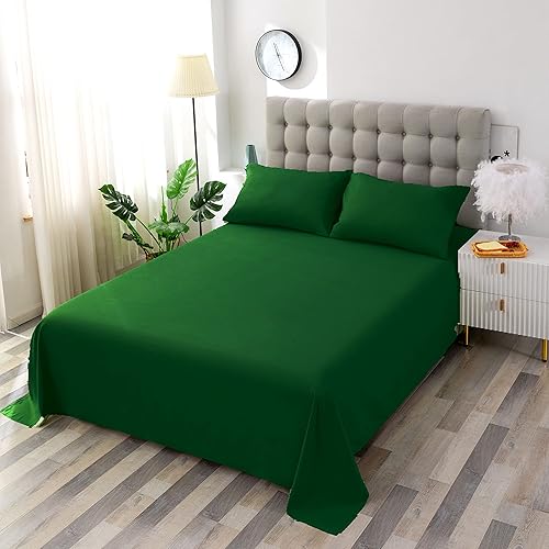 Miniatura 4 de Toodou Las sábanas encimeras tamaño individual de color verde cazador de alta calidad, de calidad hotelera, resistentes a las arrugas, tienen un