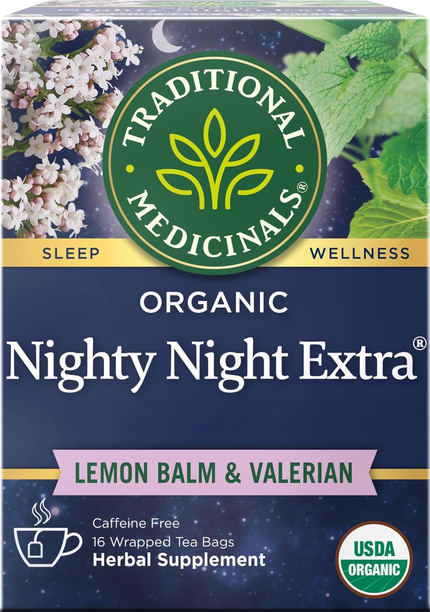 Traditional Medicinals Organic Nighty Night Valerian Tea, 16 Tea Bags