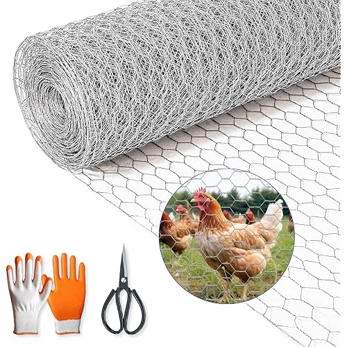 Chicken Wire,16"×50FT Chicken Wire Fencing for Garden Poultry, Hexagonal Galvanized Chicken Wire Mesh, Sturdy Chicken Wire Roll Plant Protector,Rabbit Fence, Wire Fence Rolls for Craft Projects