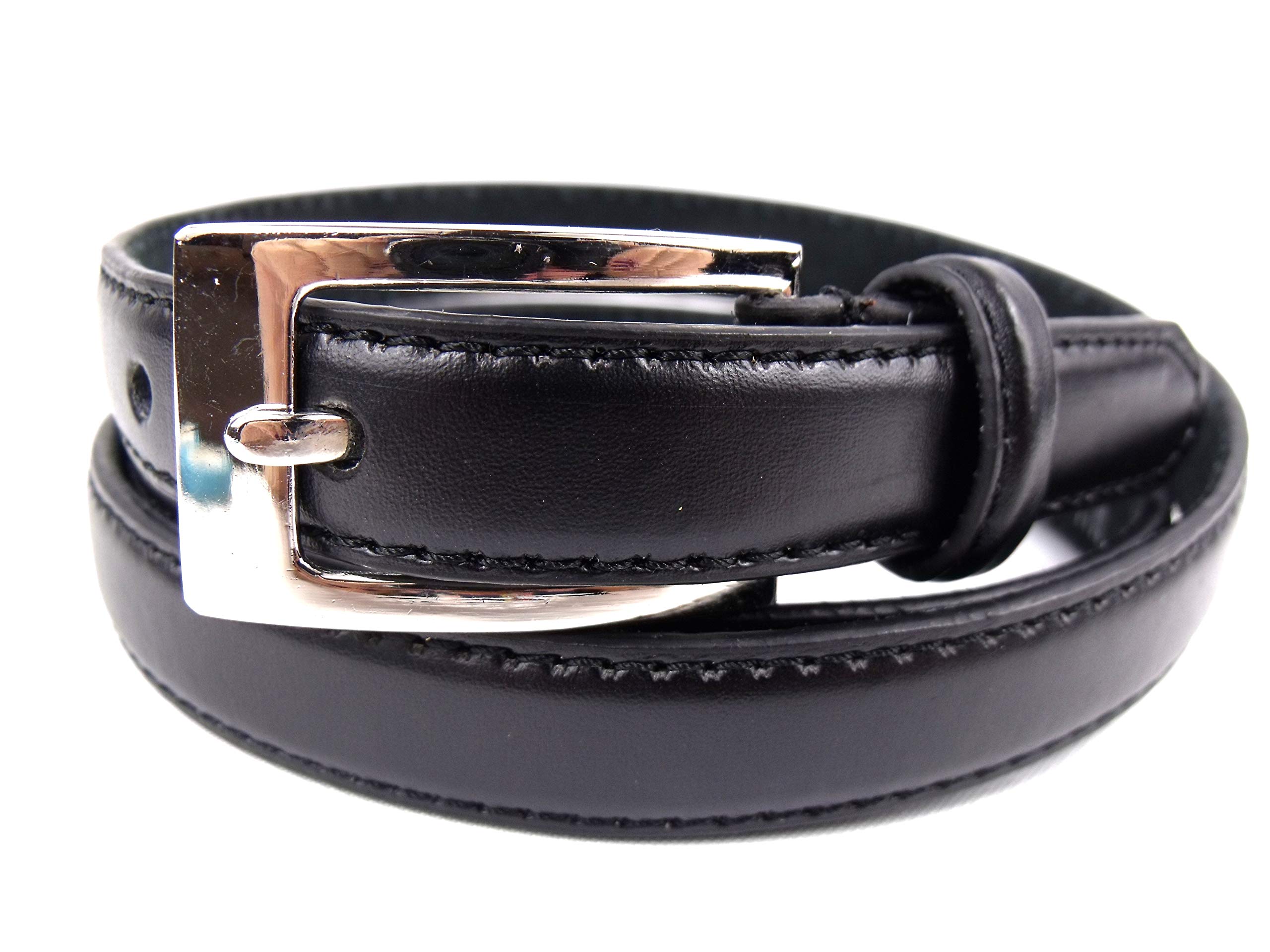 Milano Women's Black Skinny Leather Belt (34" To 37" Large)