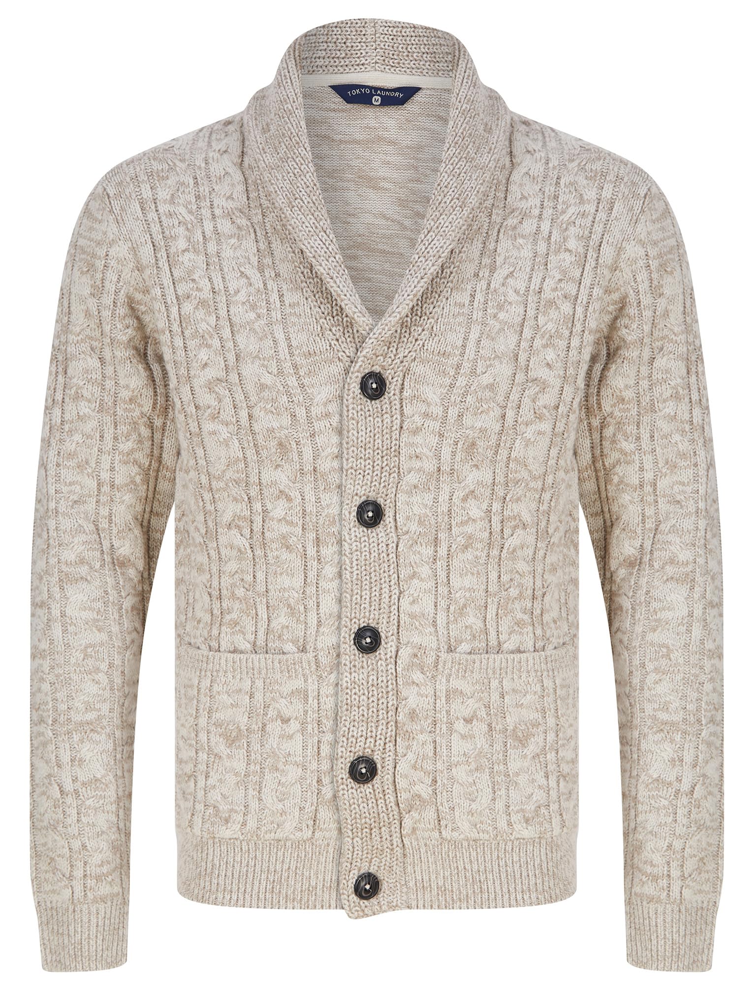 Tokyo Laundry Manji Cable Knitted Cardigan with Shawl Collar - Natural Twist - XL