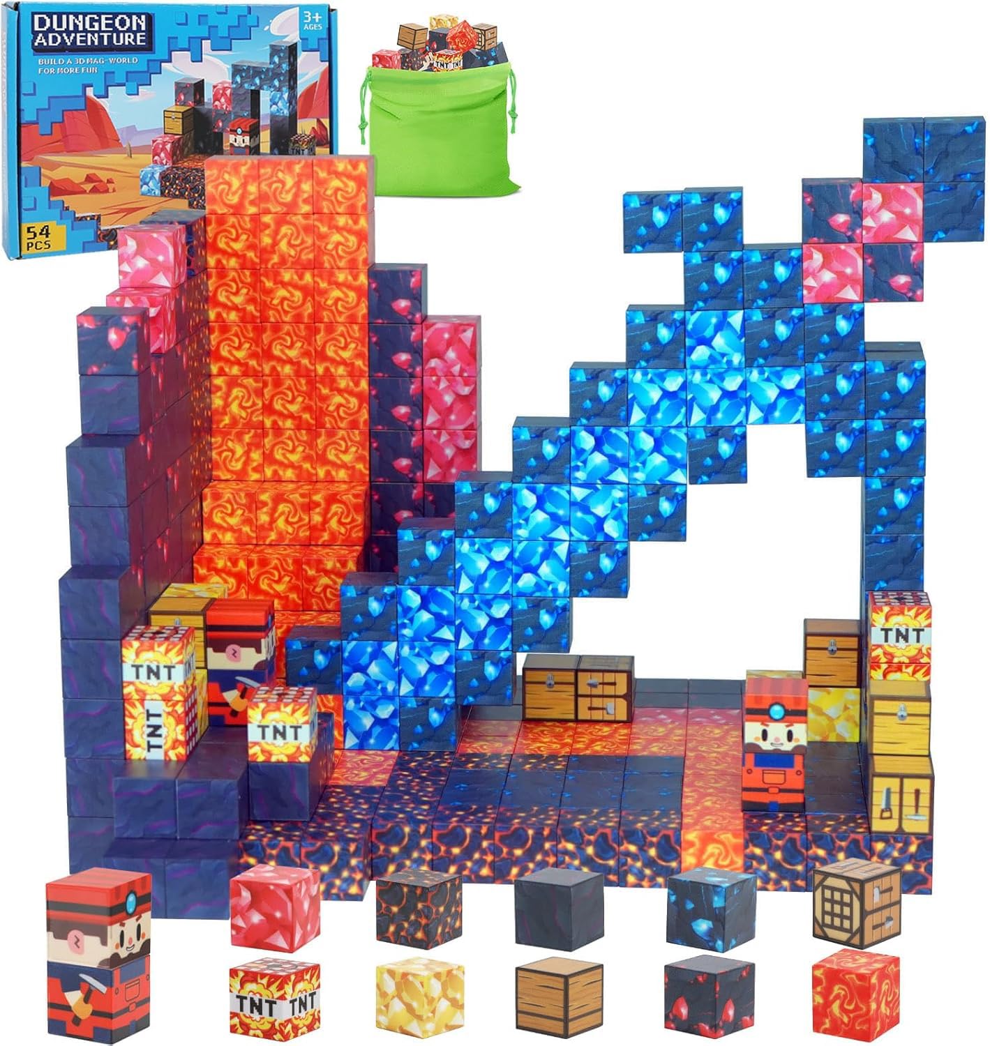 WENXIN Magnetic Building Blocks,magnetic Blocks STEM Montessori Sensory Toys,Building Cube for 3 4 5 6 7 8 9 10 Year Old Boys & Girls, Magnetic Tiles Building Gifts for Kids