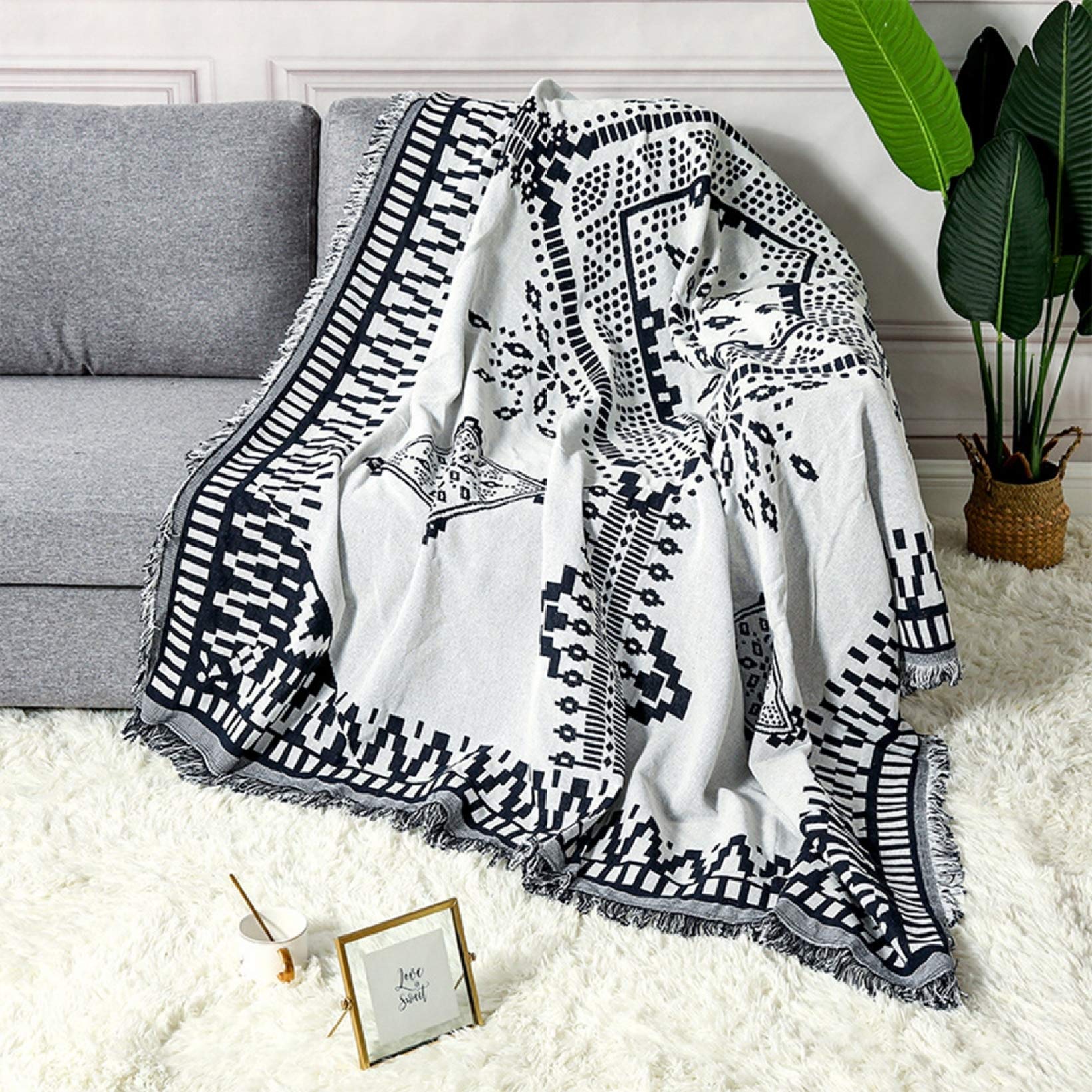 Amazon｜JUR89 マルチカバー フリンジ ハワイアン キルト 北欧風