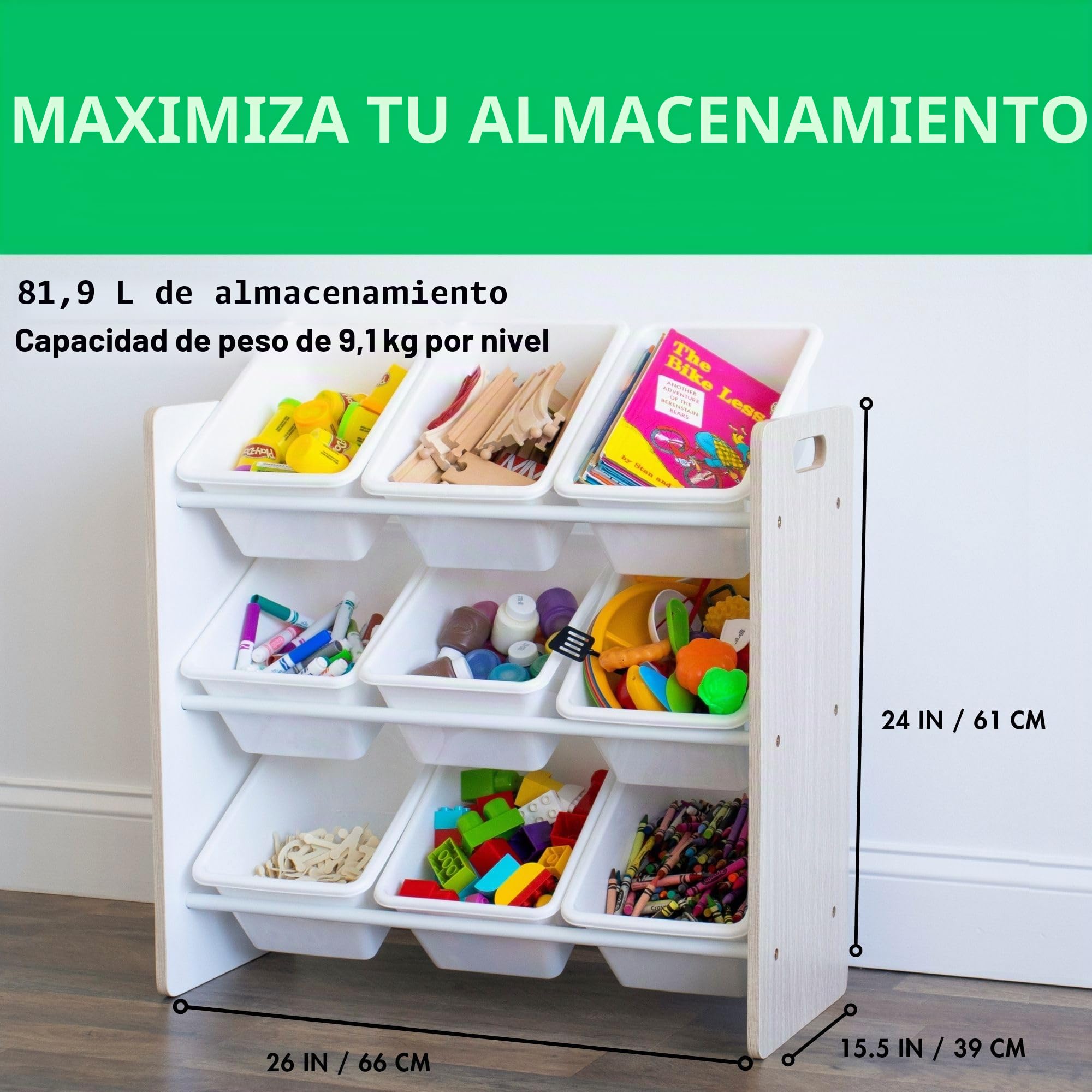 Humble Crew estantería Infantil Arena/Blanco: 9 Cajas Almacenamiento, Organiza Juguetes, diseño Luminoso, Segura, Montaje rápido, niños
