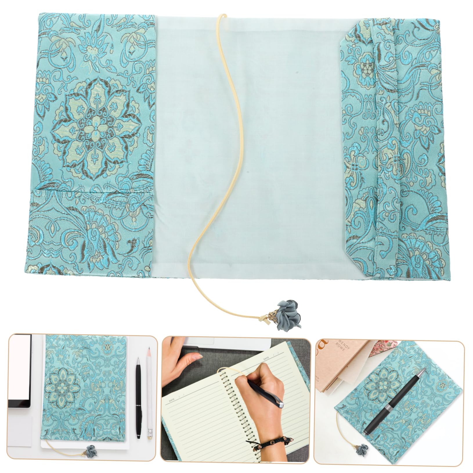 Operitacx 4 Pièces couvertures de livres en tissu livre d'affichage trousses en tissu decoration décoration pochette de couverture de lavable Light Green