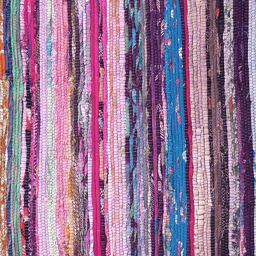 Miniatura 4 de MAM Treasures - Funda de cojín colorida Chindi bohemia, alfombra de trapo decorativa, hecha a mano, para sofá, cama, sala de estar, 16 x 16 pulgadas