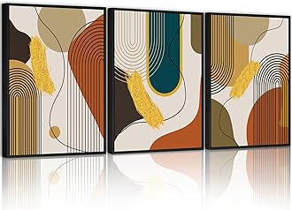 Boho Abstract Framed Wall Art Modern Minimalist Luxury Gold Line Artwork Kitchen Dining Room Decor 11x14in Black Framed