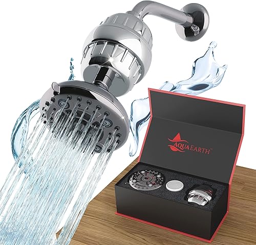 Miniatura 2 de Aqua Earth Cabezal de ducha filtrado Filtro de ducha para agua dura, elimina cloro, fluoruro, sustancias nocivas, suavizante de agua con vitamina C,