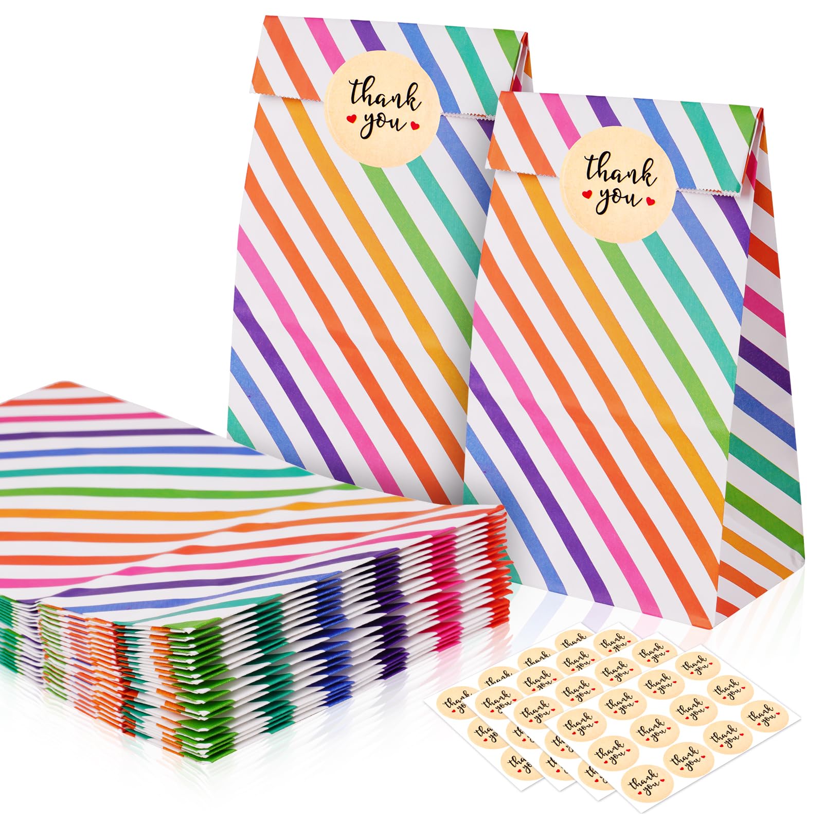 Flintronic 25PCS Bolsa de Regalo, Bolsa de Papel Cortada, con Lindas Pegatinas, Bolsas de Fiesta para Fiestas Infantiles, Cumpleaños, Navidad