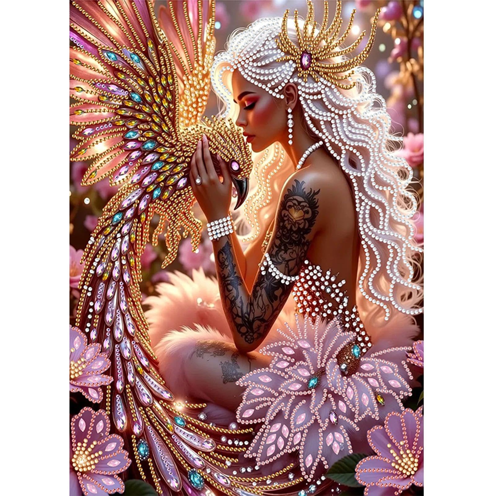 5D Special Shape Diamond Art Painting Kits for Adults, DIY Crystal Rhinestone Gem Art Craft for Beginners, Diamond Mosaic Kit, Home Wall Decor Gift 11.8x11.8 Inch(Forest Fairy Beauty)