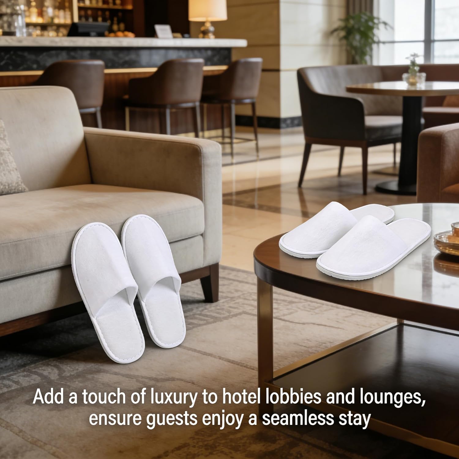 30 Pairs Disposable Guest Slippers, White Closed Toe Non-Slip, Soft Breathable Fleece, Individually Wrapped for Hotel Spa Home Travel