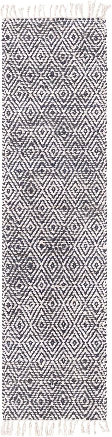 Unique Loom Braided Jute Collection Area Rug - Assam (2' 2" x 8' Runner, White Navy)