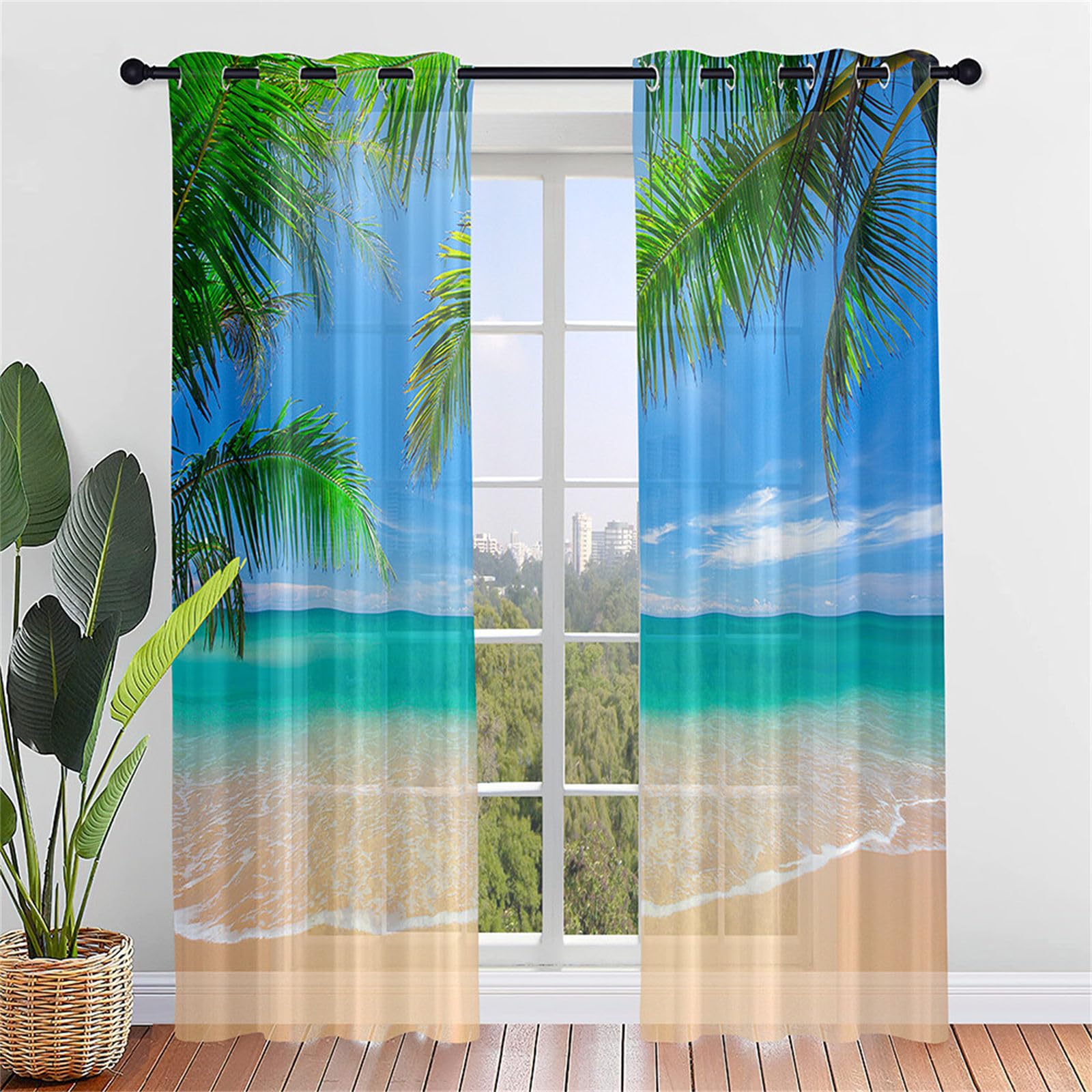 Odot Colorato Tende Semi Trasparenti per Interni, Tenda Voile con Tasca per Asta Tenda Filtranti Finestra 2 Pannelli Tende Camera da Letto Moderna per Soggiorno (132x160cm,Nuvole