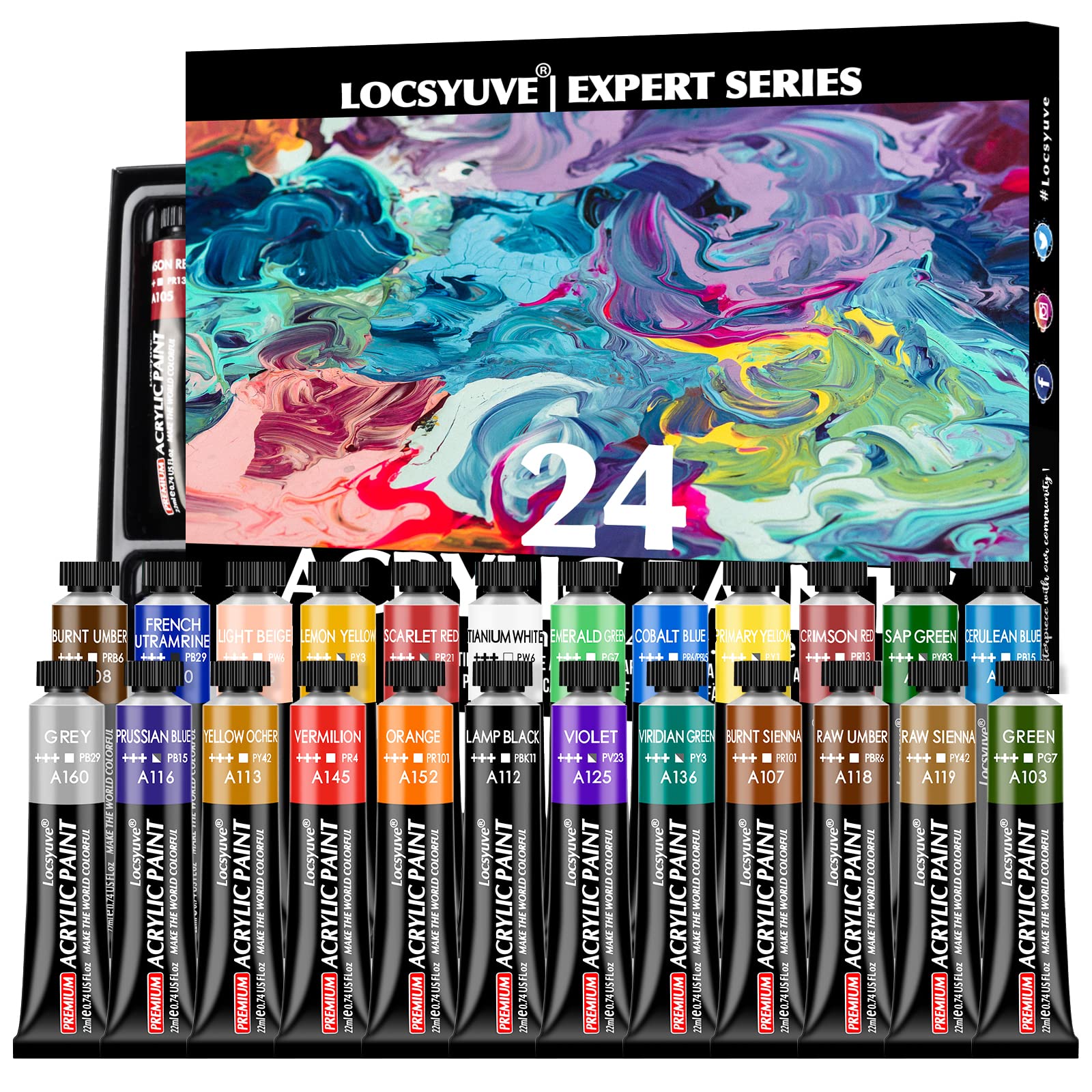 Amazon.com: Locsyuve Acrylic Paint Set, 24 Vivid Colors (22