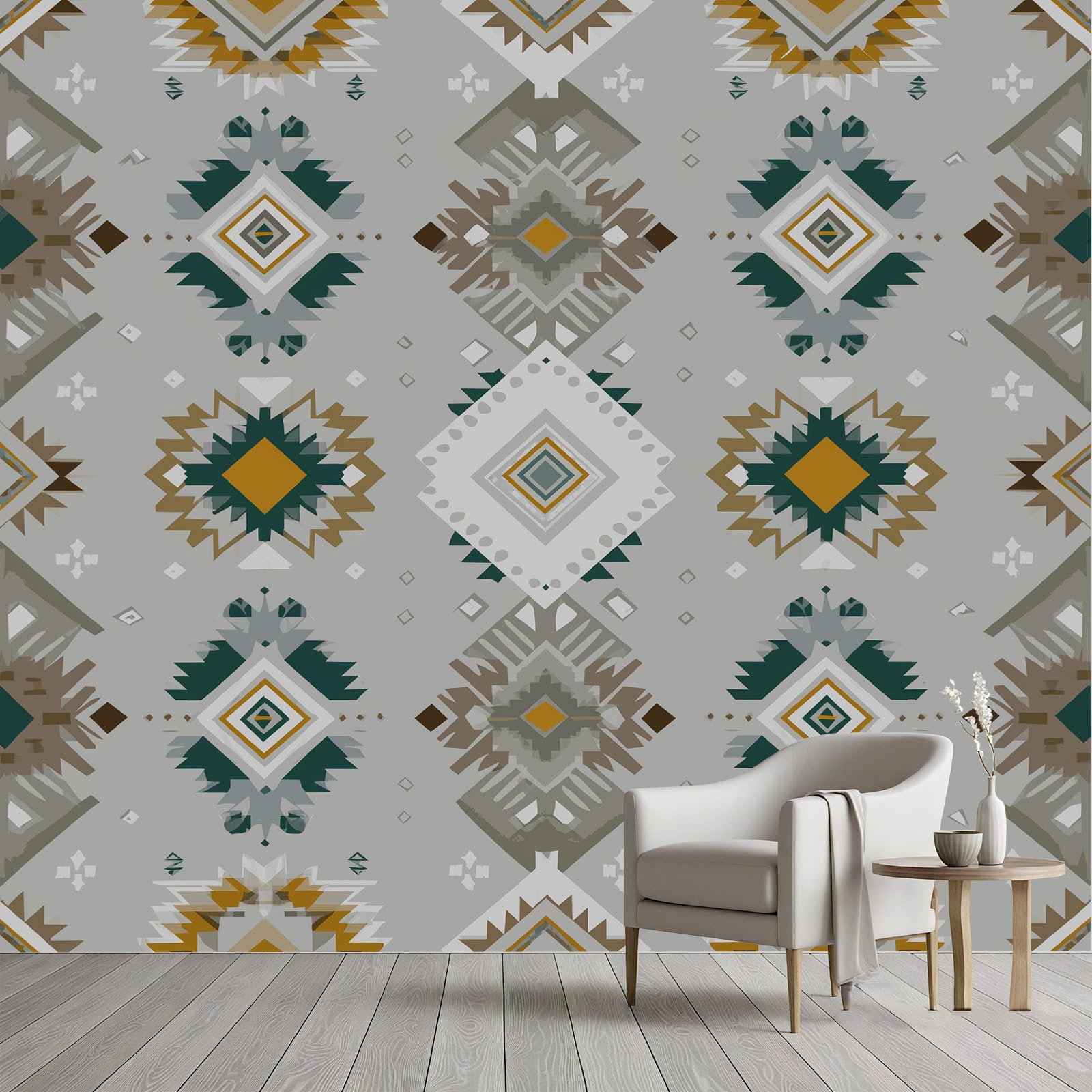 Papier peint panoramique navajo pour salon et chambre bohème
