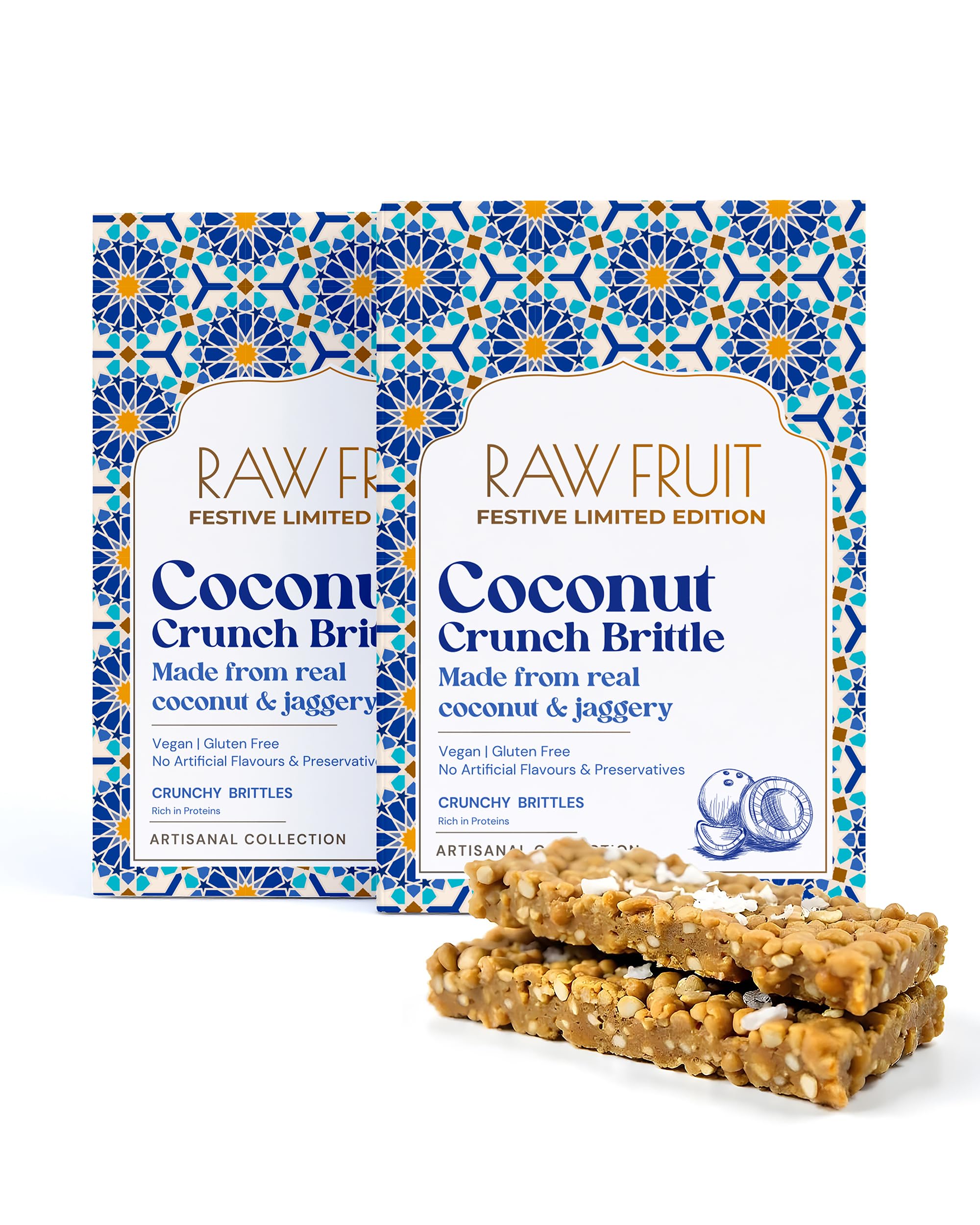 hyperfoods® valentine gift set gift for her coconut crunch brittle pack of 2 healthy bar pack energy bites chikki coconut brittle delicious & crunchy bar
