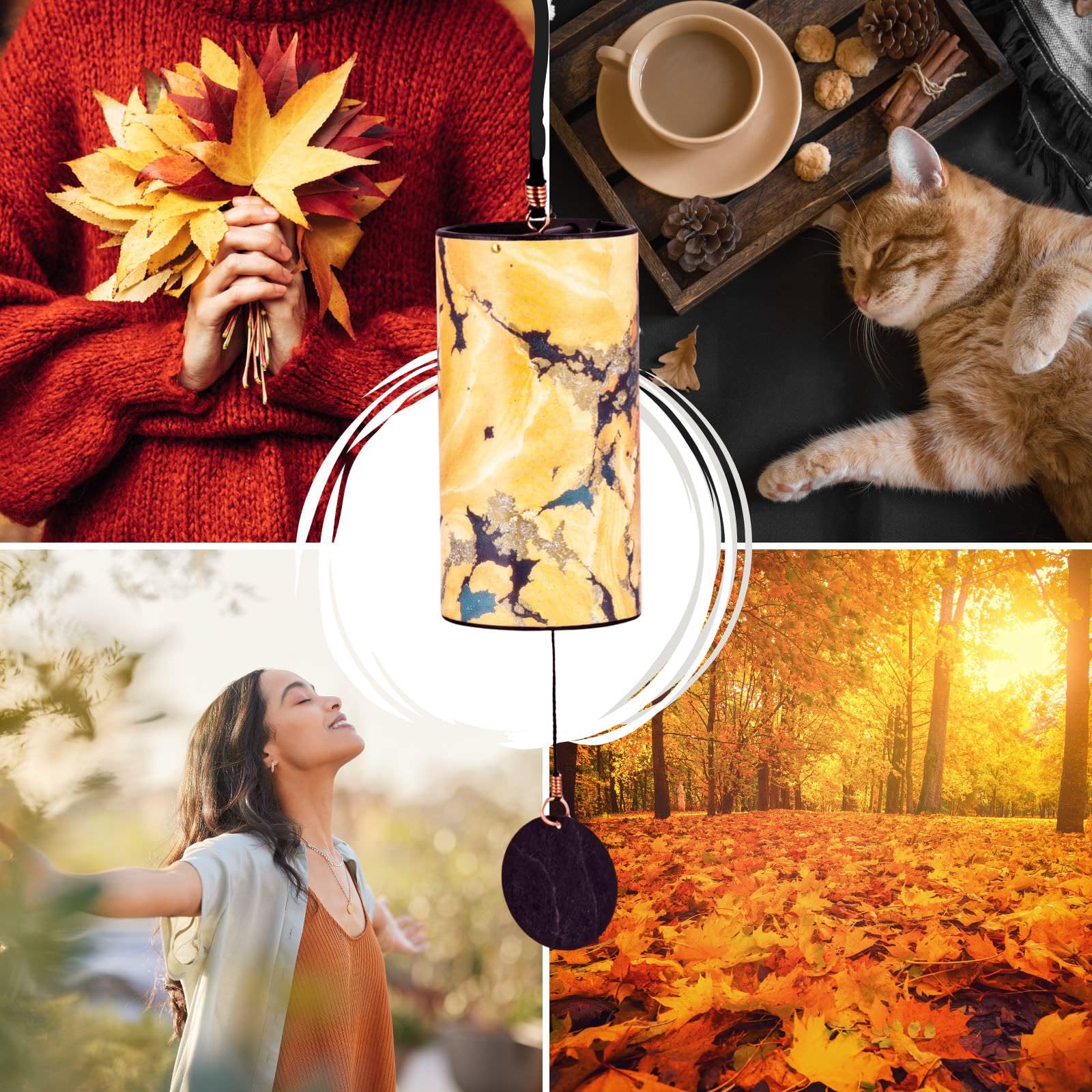 Zaphir Twilight Autunno | Scacciapensieri in confezione regalo in nero – Chimes come regalo per yoga, bambini e meditazione in giallo