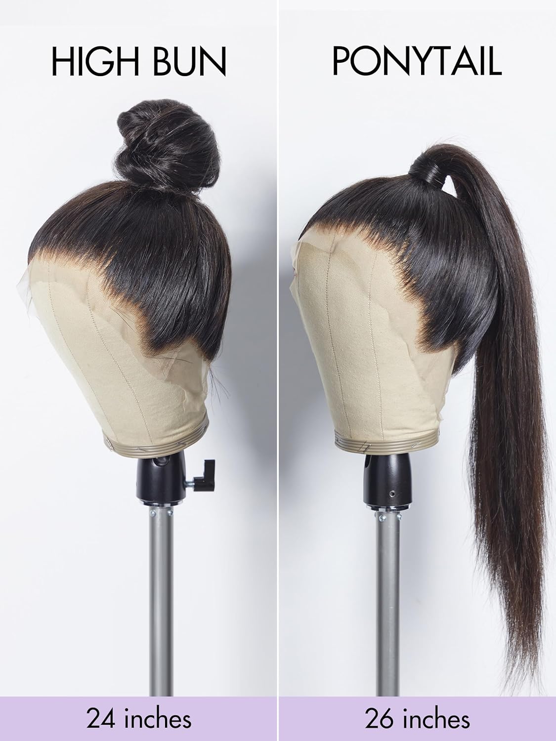 LUVME HAIR 360 Full Lace Wig 16 Inch Straight Human Hair 360 Lace Front Glueless Wig Pre-Plucked Long Straight Black Wig For Women