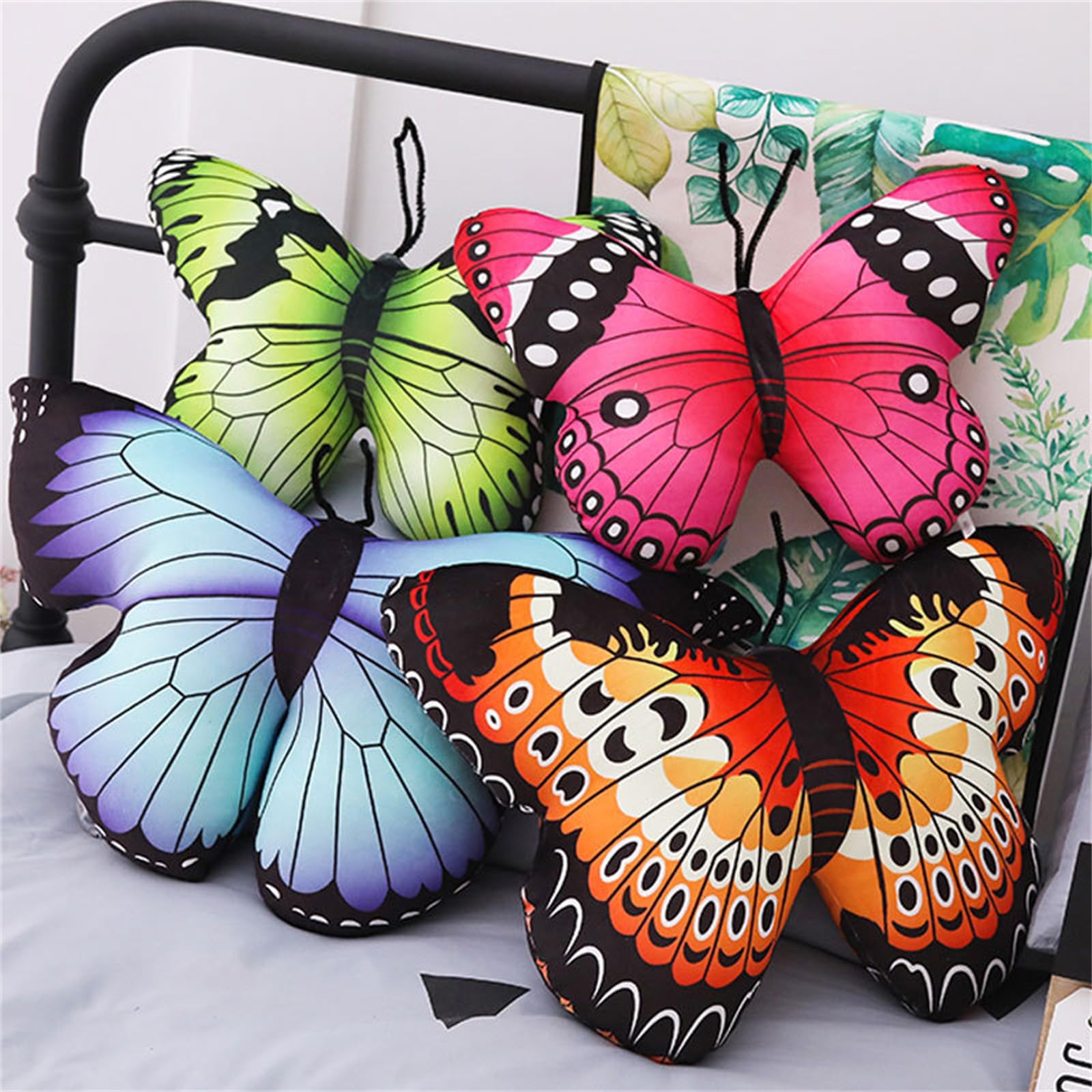 Herfair Bellissimo cuscino a forma di farfalla, realistico, con farfalla, morbido, regalo per bambini, adulti (blu, 40 x 30 cm)