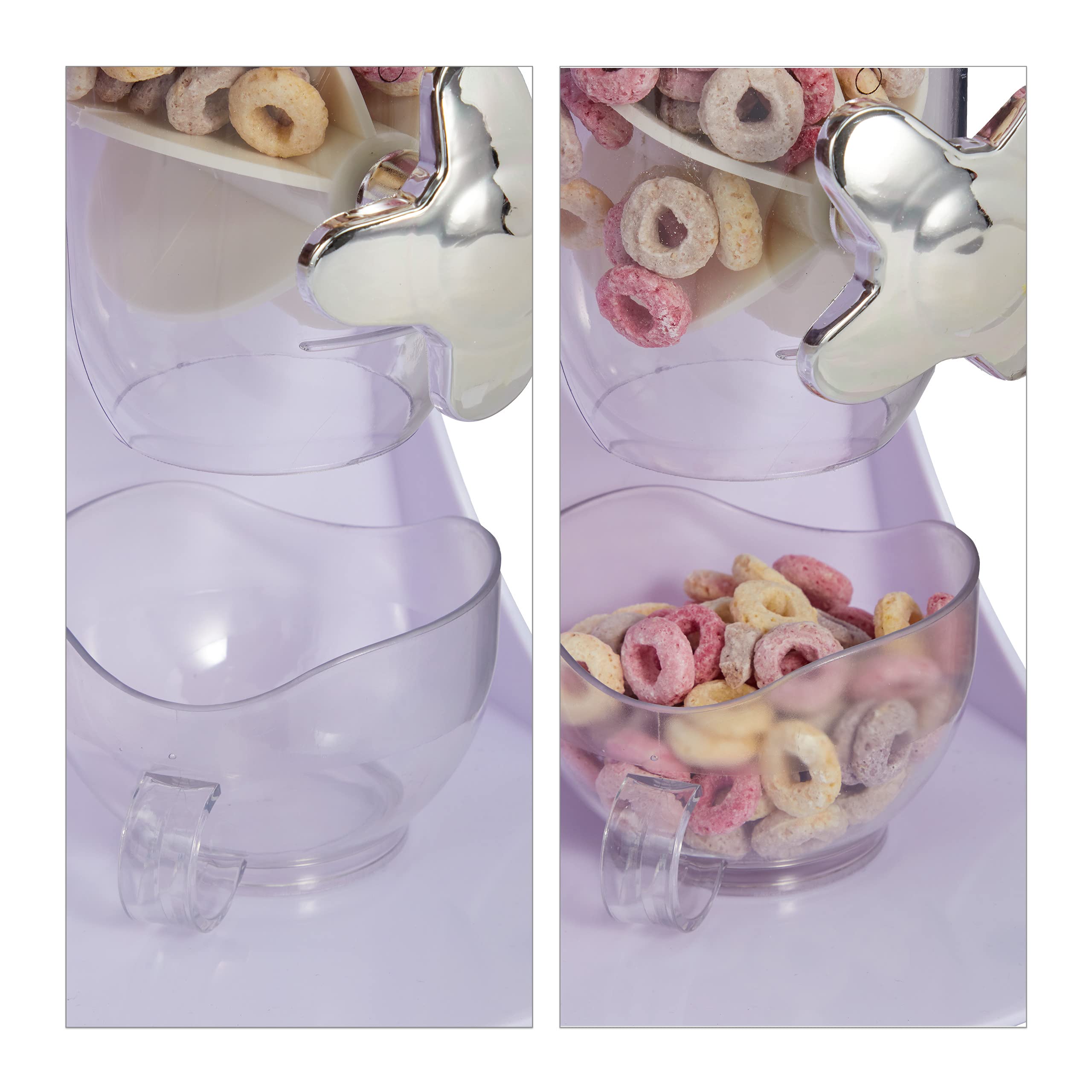 Relaxdays Dispenser Cereali Doppio, Distributore per Corn Flakes, Cioccolatini, Nocciole e Dolcetti, in Plastica, Bianco