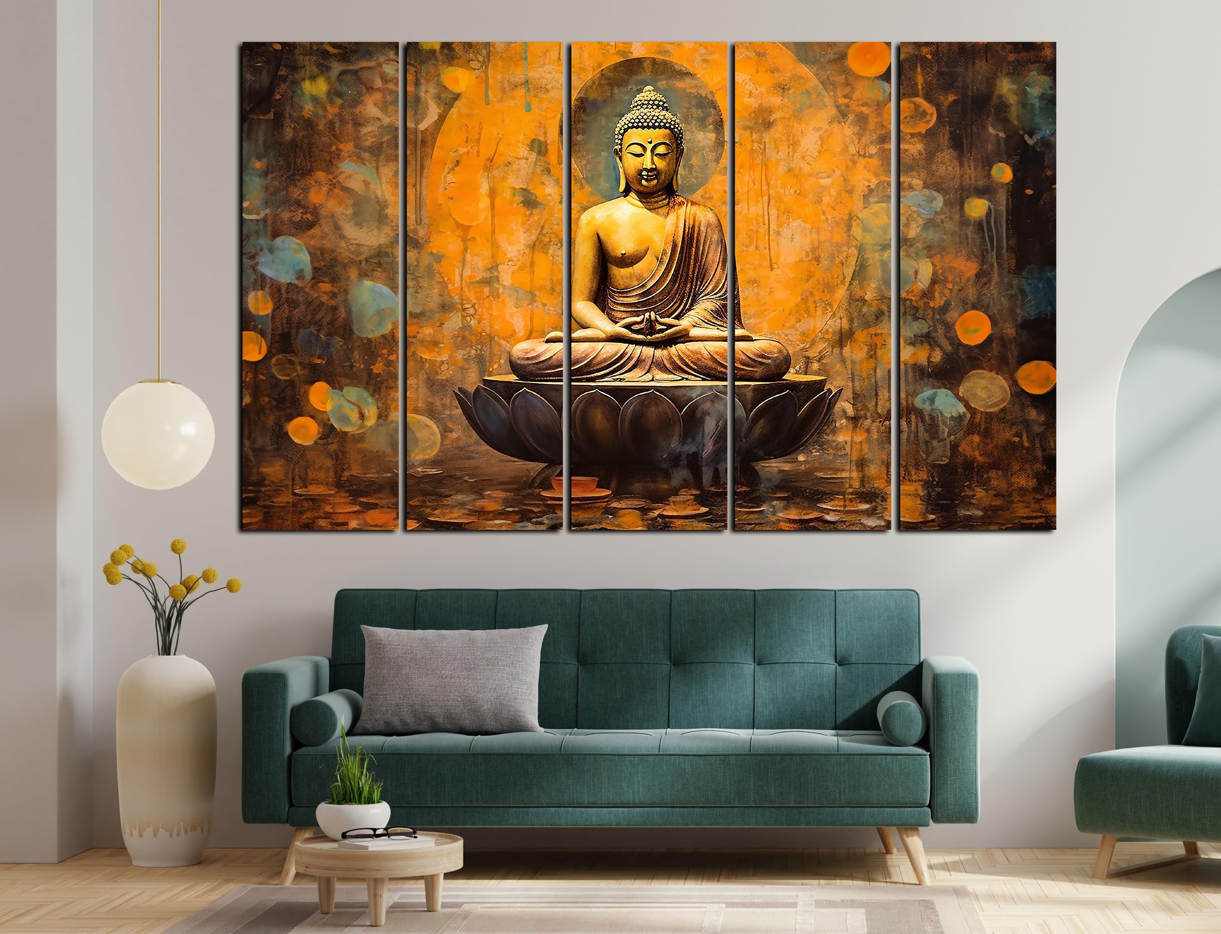 CN RETAILS Buddha Sitting Wall Paintings for Living Room Big Size | Framed Wall Paintings for Home Decoration | Set of 5 Frames (48x30) ss06_04 (B0CT98PLHW) Amazon Price History, Amazon Price Tracker